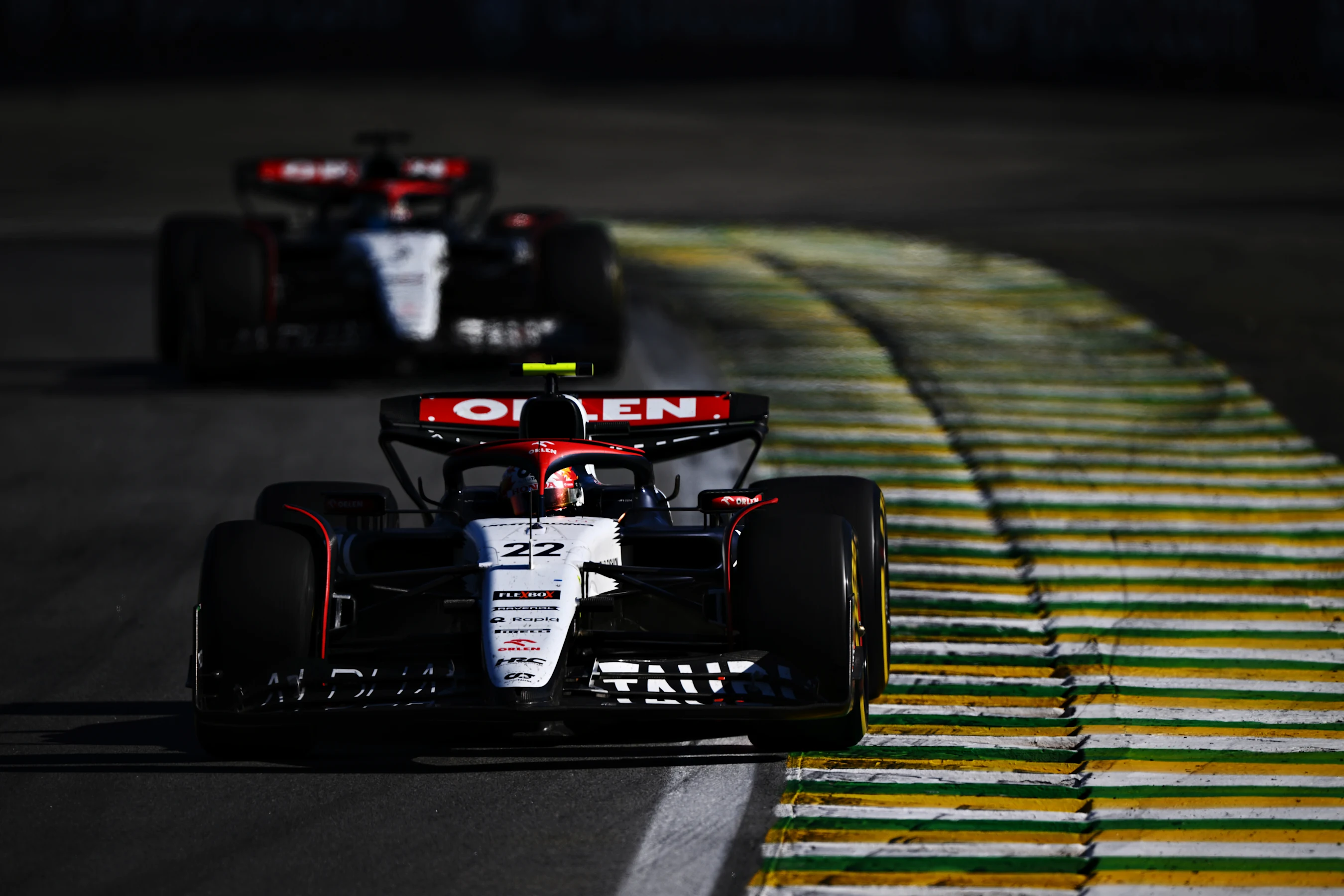 SAO PAULO, BRAZIL - NOVEMBER 05: Yuki Tsunoda of Japan driving the (22) Scuderia AlphaTauri AT04