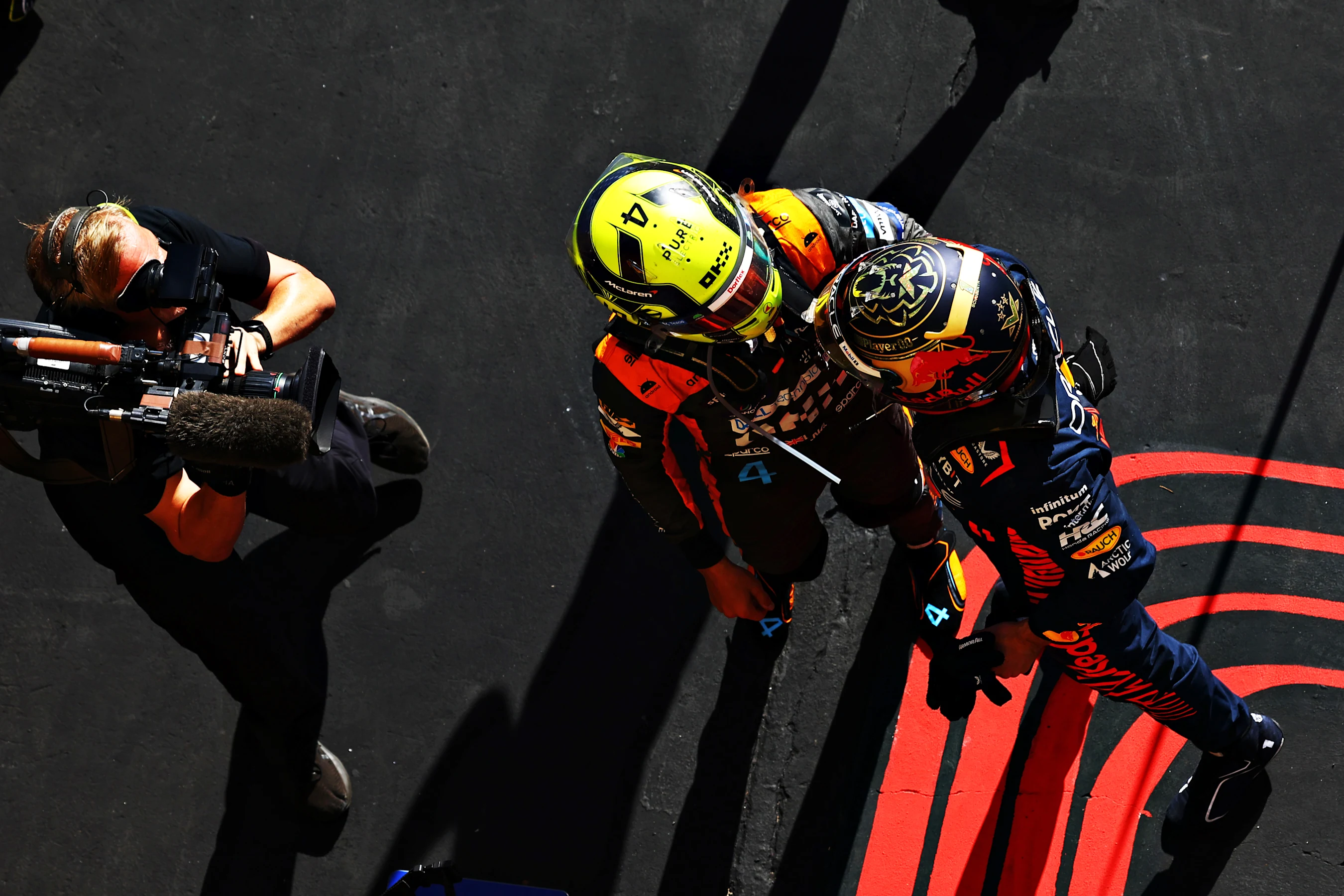 SAO PAULO, BRAZIL - NOVEMBER 05: Race winner Max Verstappen of the Netherlands and Oracle Red Bull