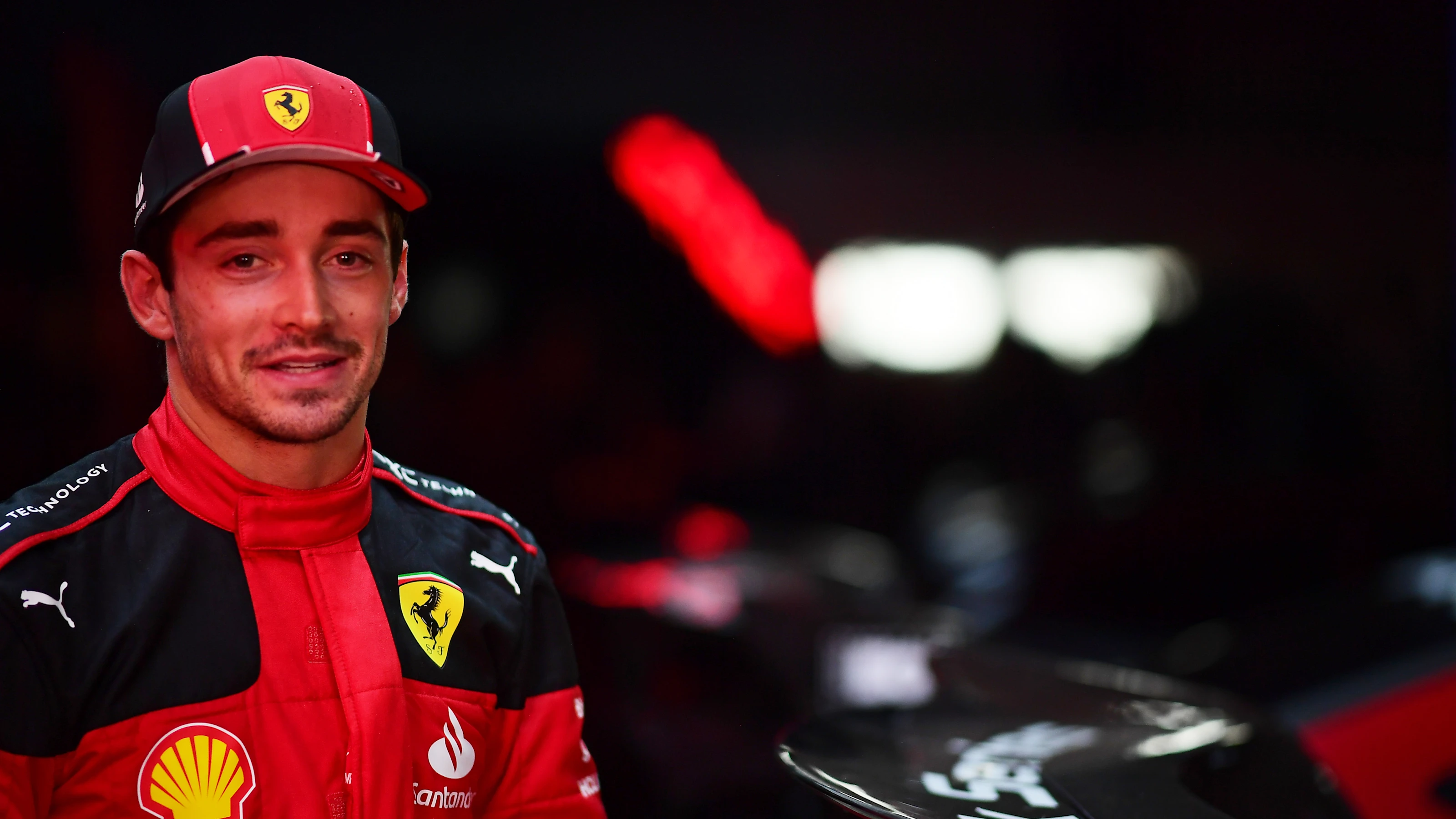 SAO PAULO, BRAZIL - NOVEMBER 03: Second placed qualifier Charles Leclerc of Monaco and Ferrari