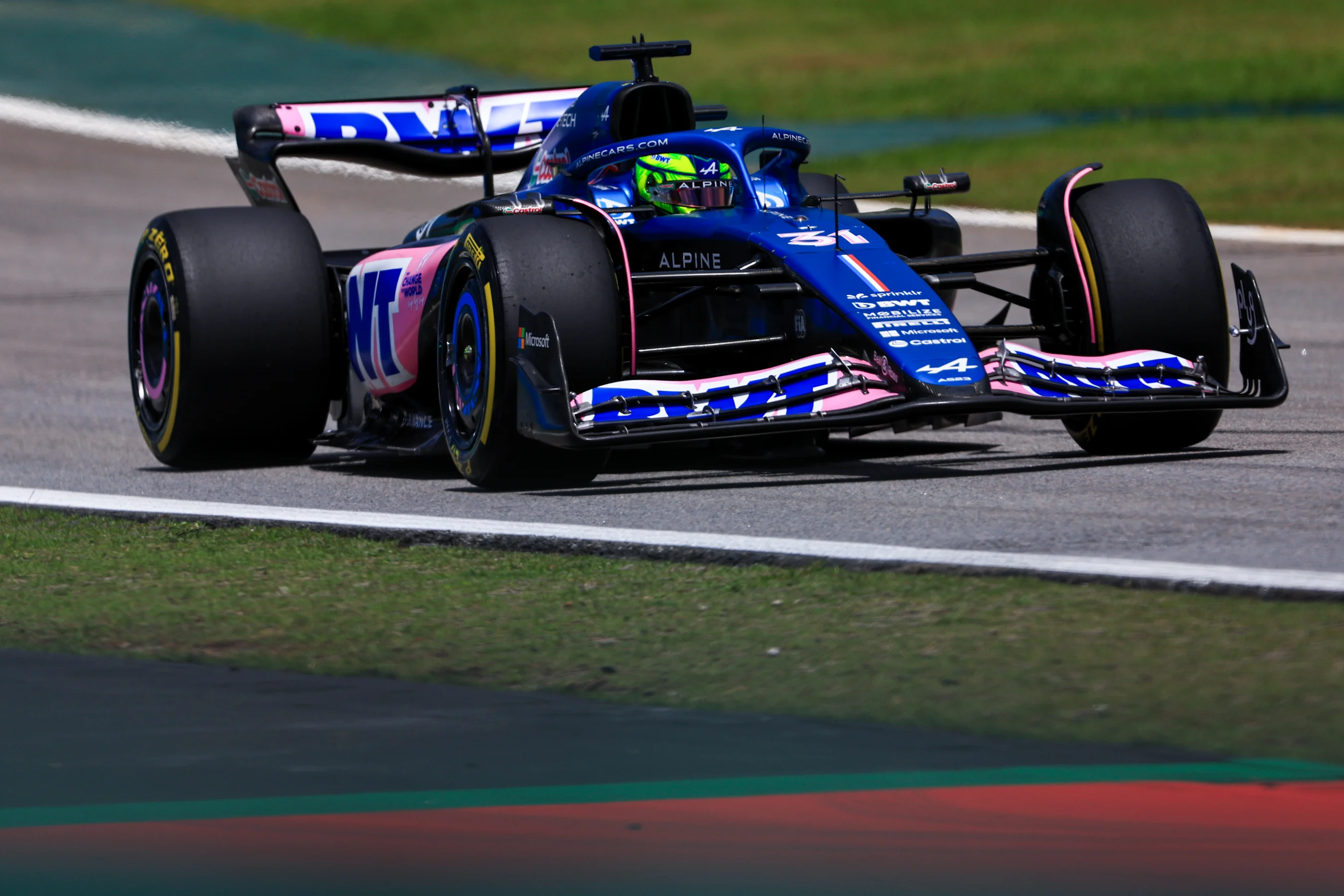 SAO PAULO, BRAZIL - NOVEMBER 04: Esteban Ocon of France driving the (31) Alpine F1 A523 Renault on