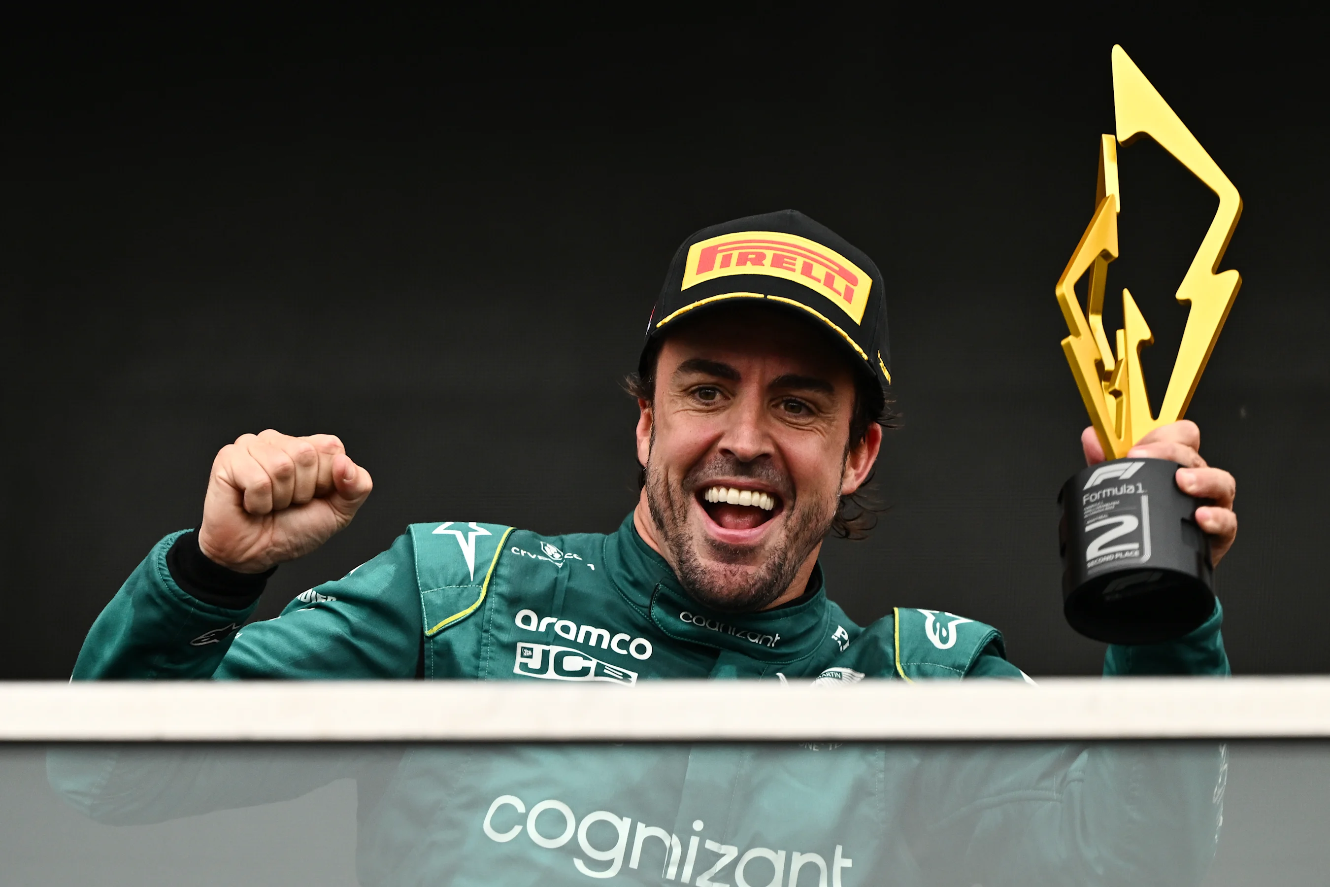 MONTREAL, QUEBEC - JUNE 18: Second placed Fernando Alonso of Spain and Aston Martin F1 Team