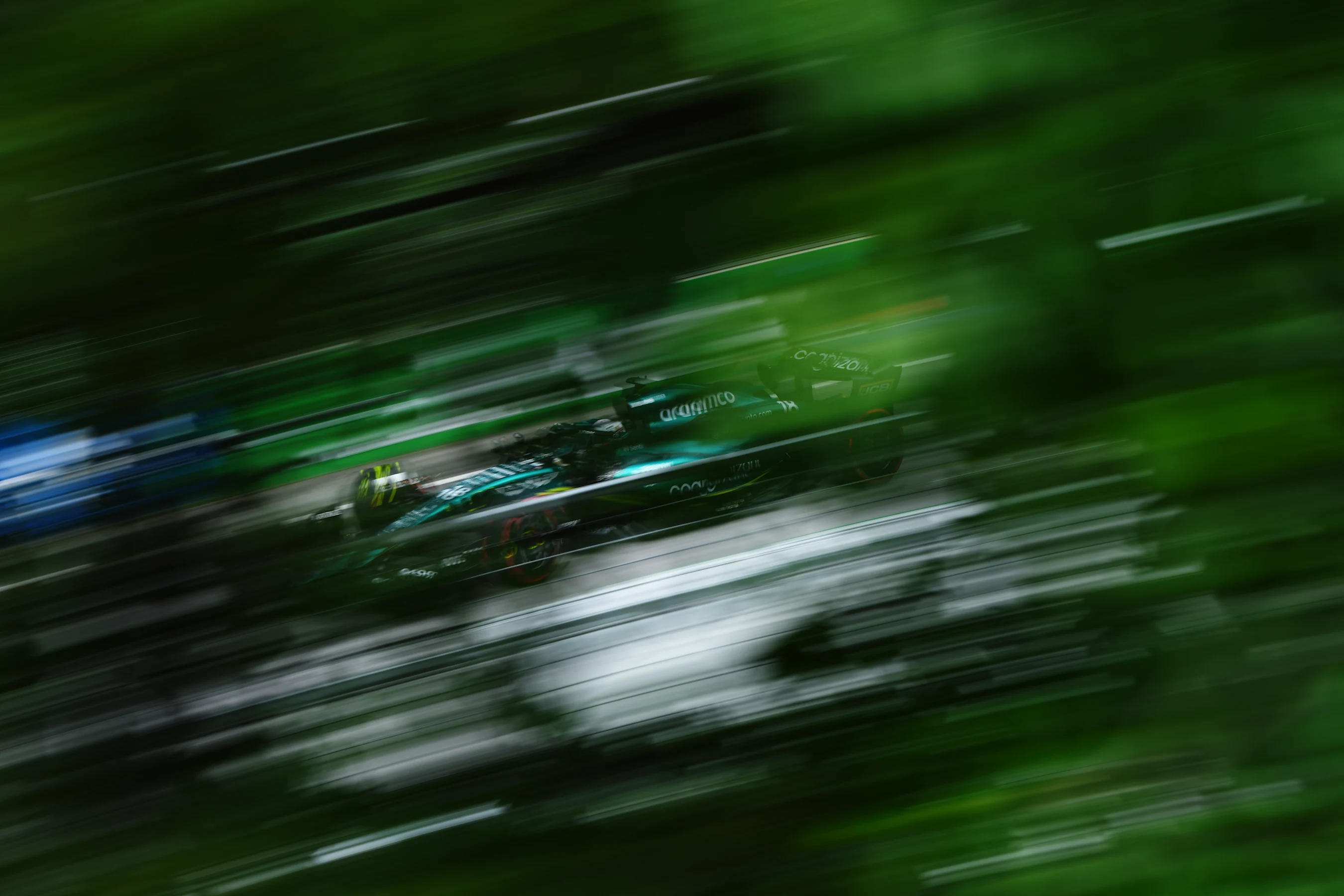 MONTREAL, QUEBEC - JUNE 16: Lance Stroll of Canada driving the (18) Aston Martin AMR23 Mercedes on