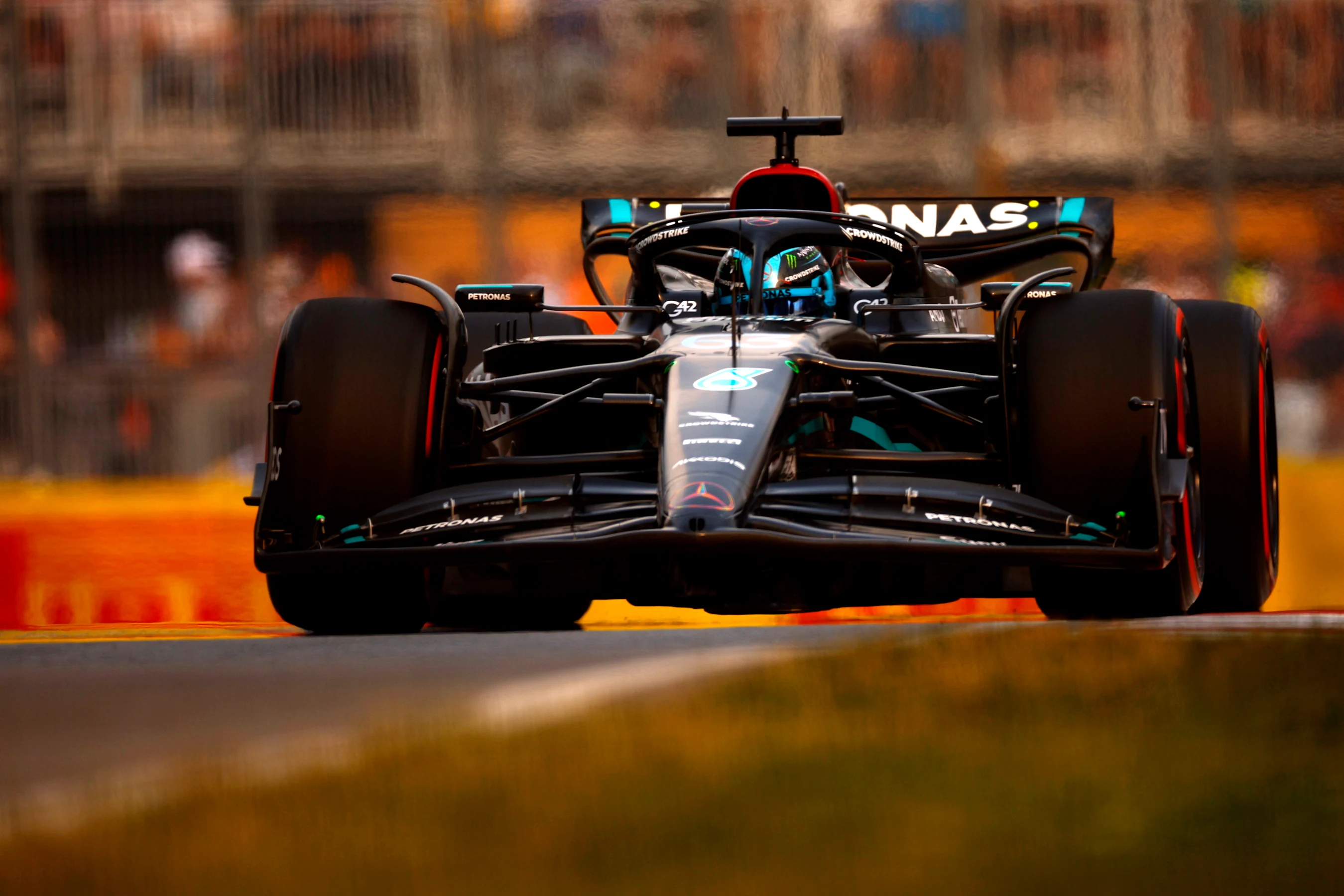 MONTREAL, QUEBEC - JUNE 16: George Russell of Great Britain driving the (63) Mercedes AMG Petronas