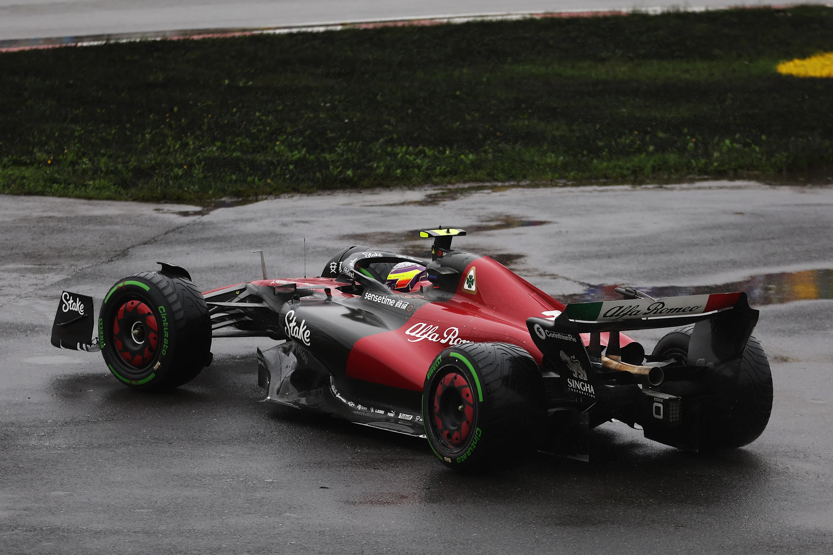 MONTREAL, QUEBEC - JUNE 17: Zhou Guanyu of China driving the (24) Alfa Romeo F1 C43 Ferrari spins