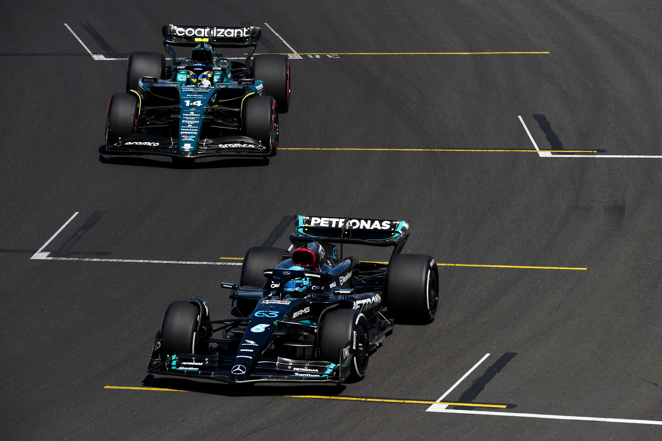 BUDAPEST, HUNGARY - JULY 23: George Russell of Great Britain driving the (63) Mercedes AMG Petronas