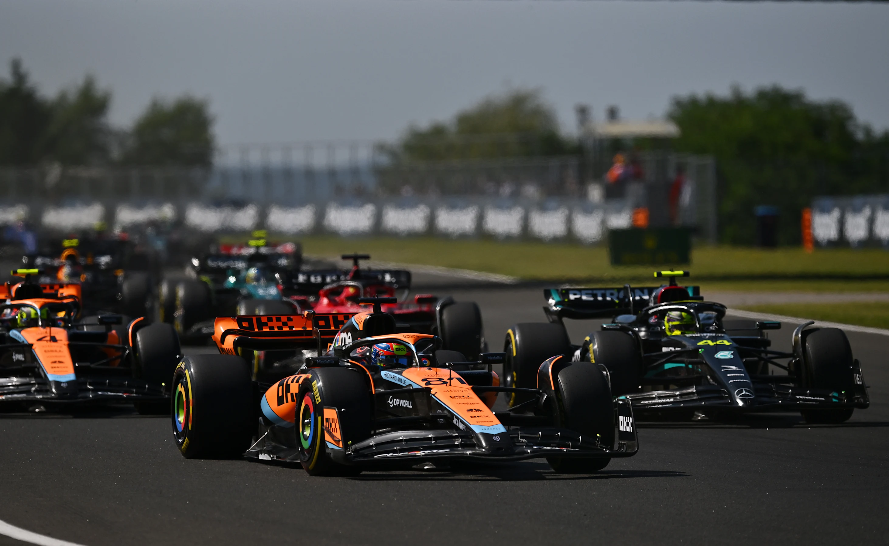 BUDAPEST, HUNGARY - JULY 23: Oscar Piastri of Australia driving the (81) McLaren MCL60 Mercedes