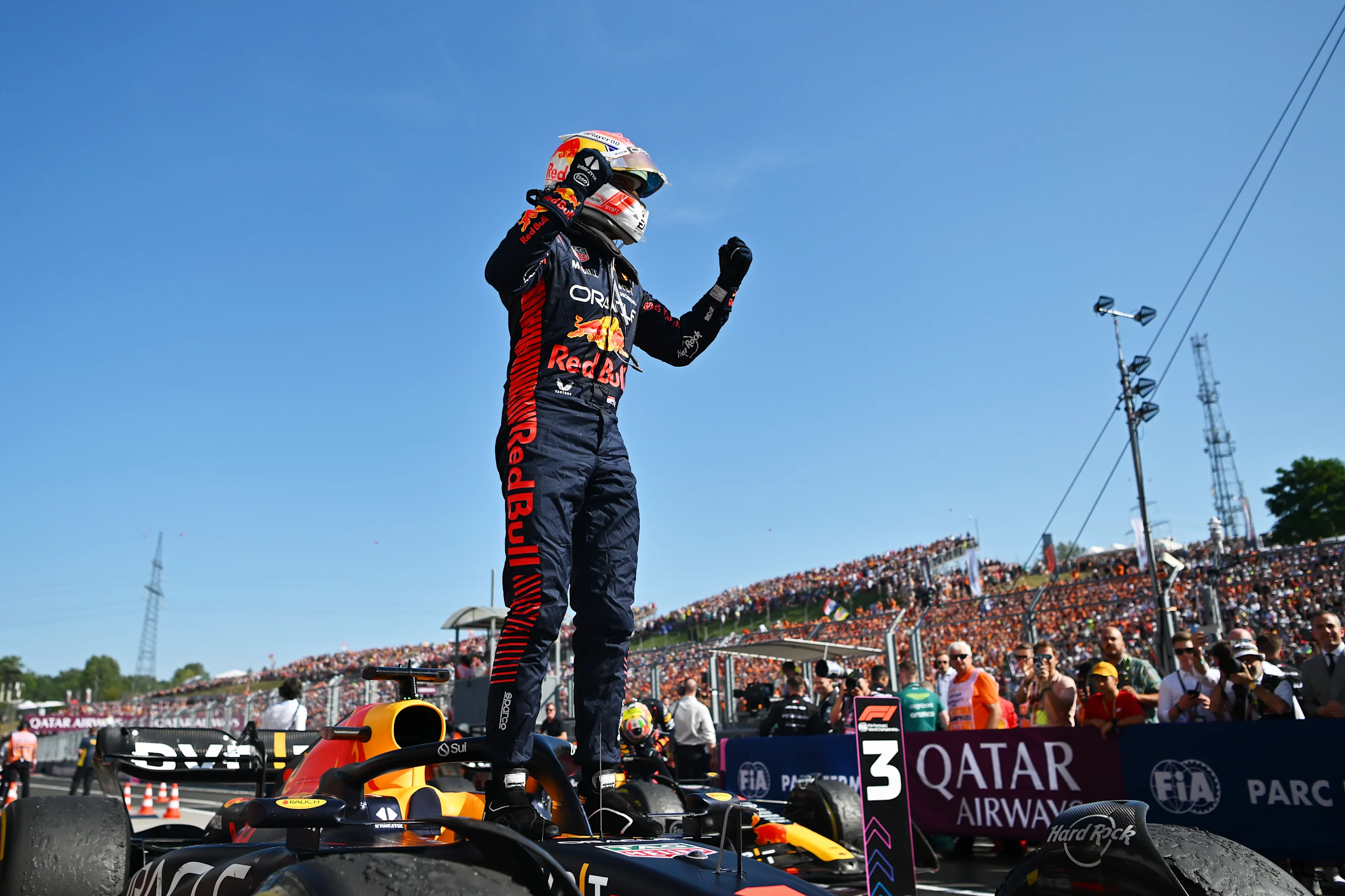 BUDAPEST, HUNGARY - JULY 23: Race winner Max Verstappen of the Netherlands and Oracle Red Bull