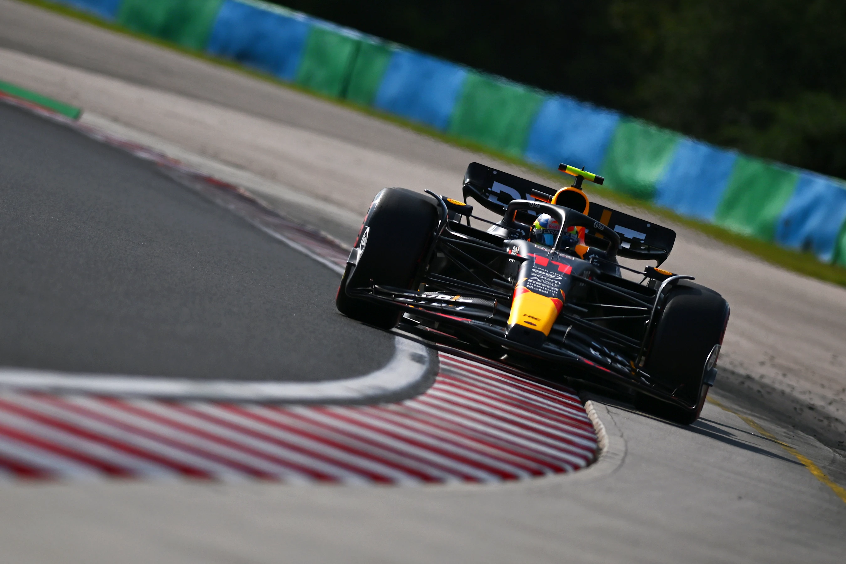 BUDAPEST, HUNGARY - JULY 22: Sergio Perez of Mexico driving the (11) Oracle Red Bull Racing RB19 on