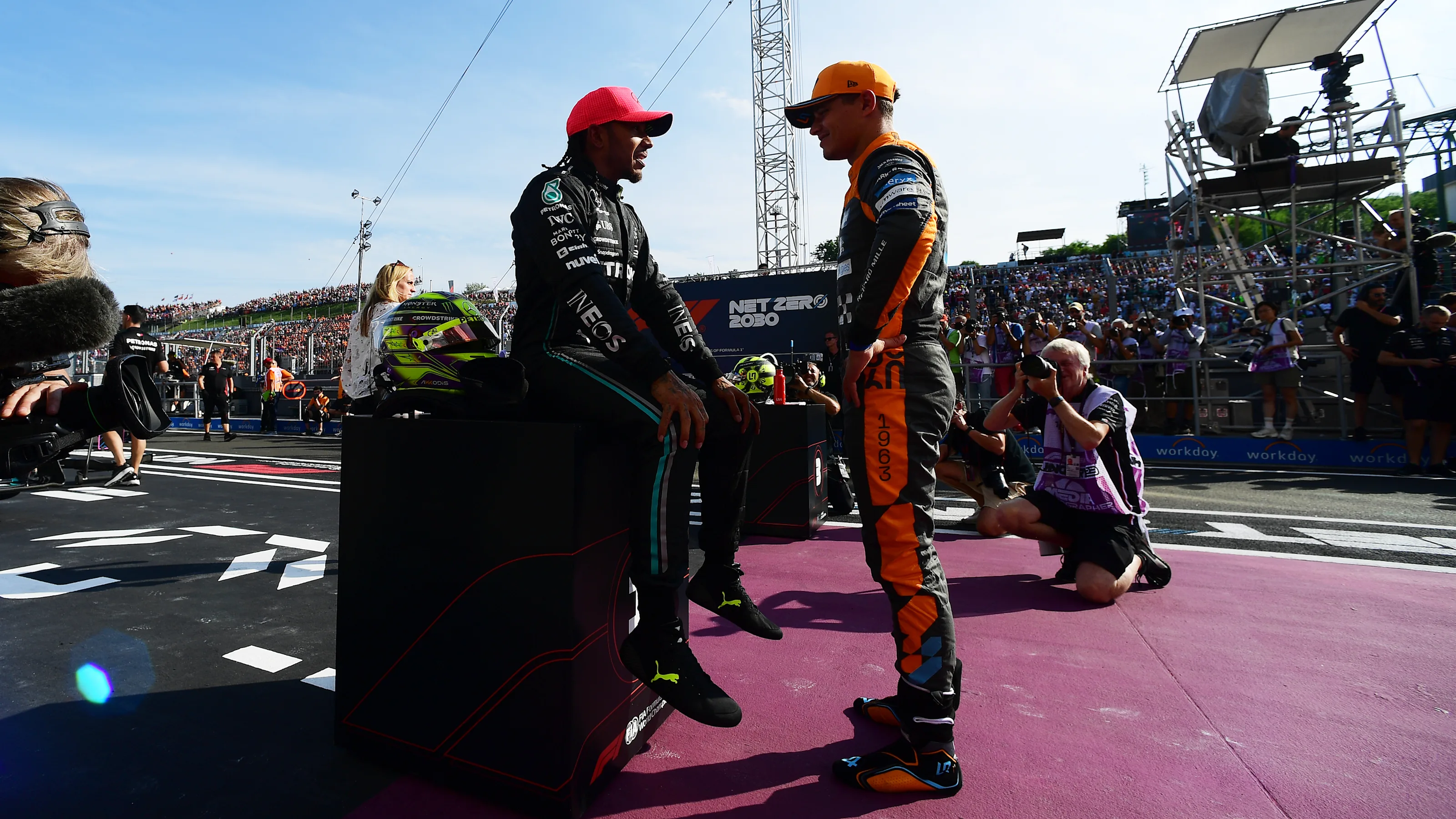 BUDAPEST, HUNGARY - JULY 22: Pole position qualifier Lewis Hamilton of Great Britain and Mercedes