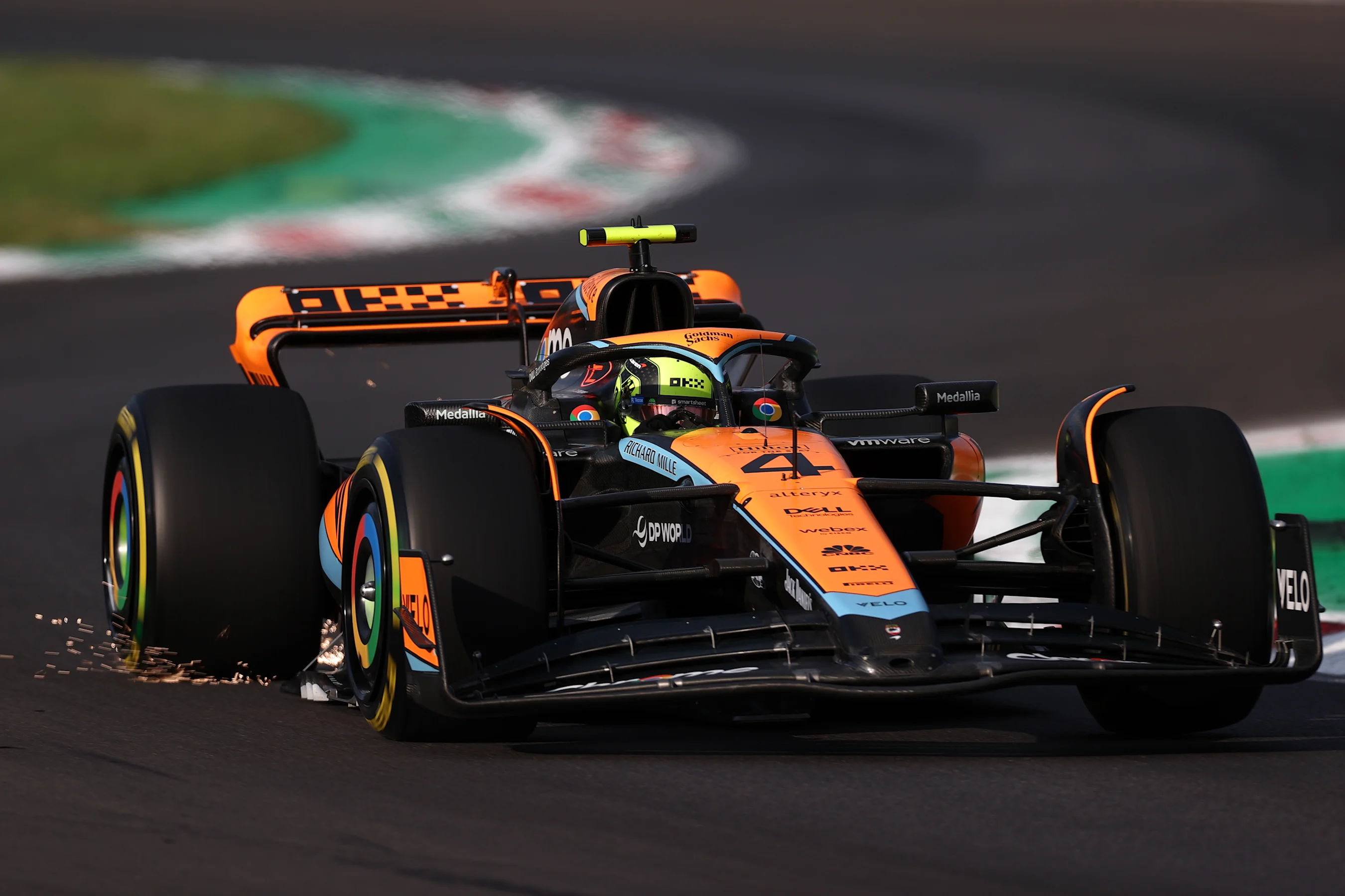 MONZA, ITALY - SEPTEMBER 01: Lando Norris of Great Britain driving the (4) McLaren MCL60 Mercedes