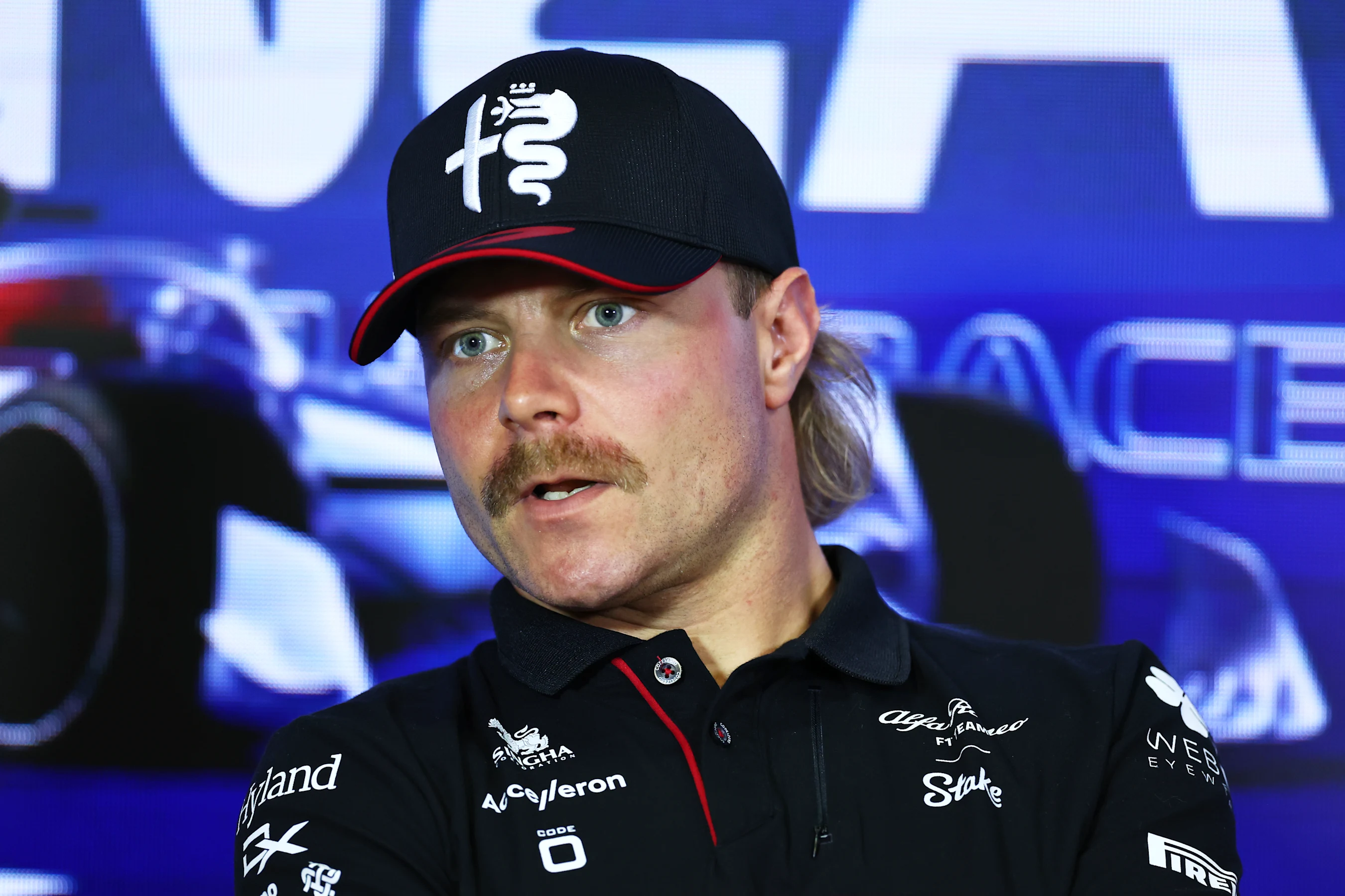 MONZA, ITALY - AUGUST 31: Valtteri Bottas of Finland and Alfa Romeo F1 attends the Drivers Press