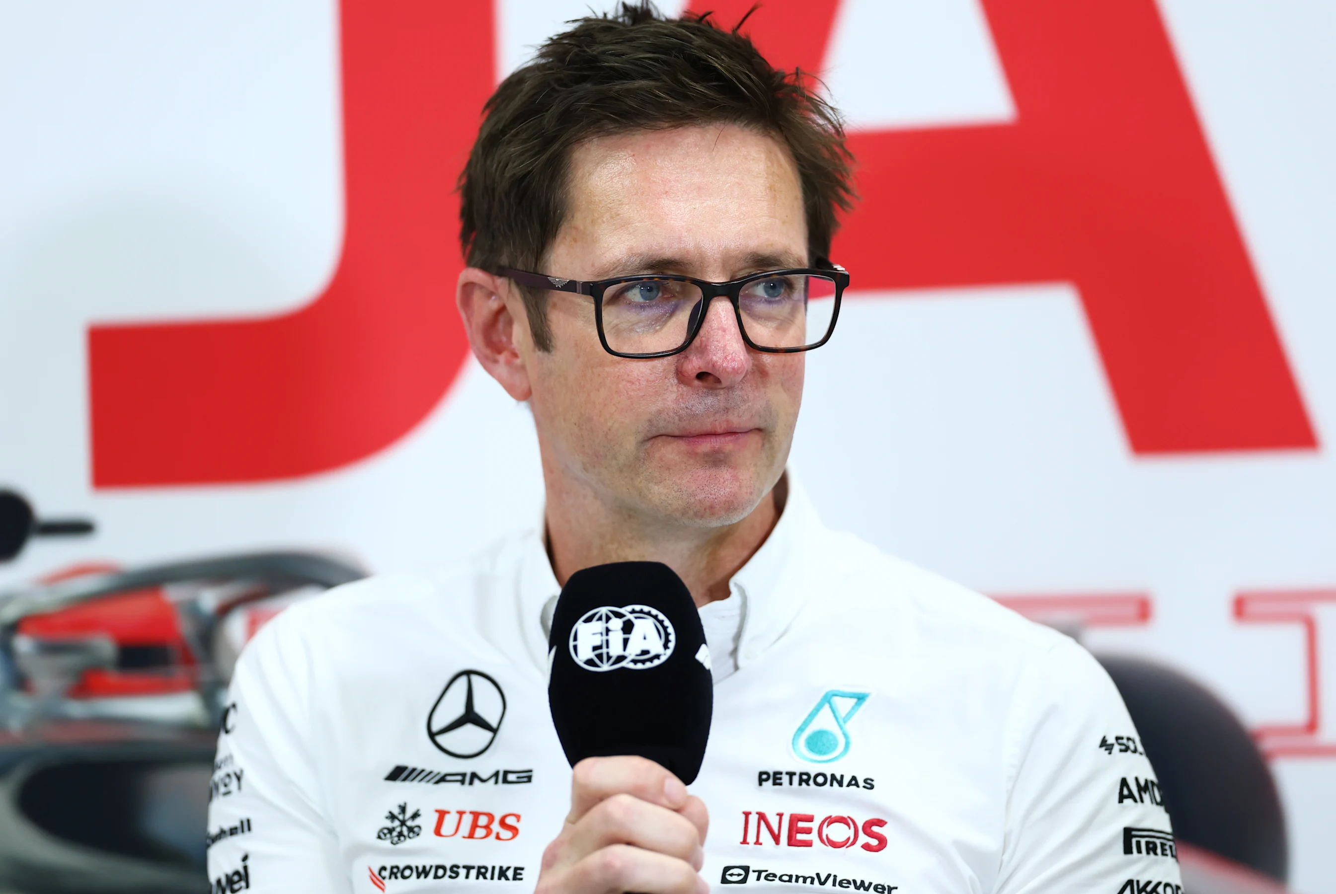 SUZUKA, JAPAN - SEPTEMBER 22: Andrew Shovlin, Trackside Engineering Director of Mercedes GP attends