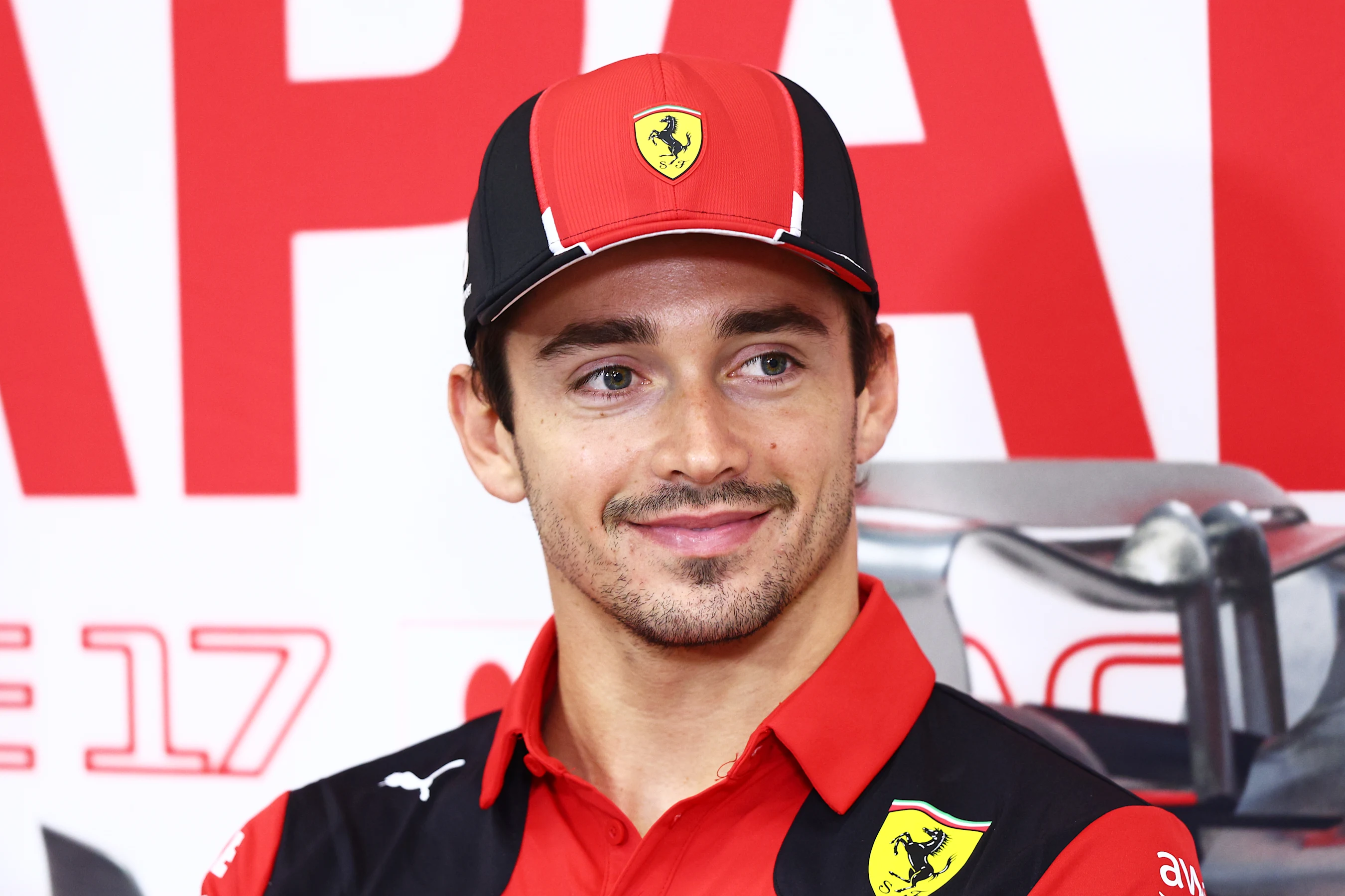 SUZUKA, JAPAN - SEPTEMBER 21: Charles Leclerc of Monaco and Ferrari attends the Drivers Press