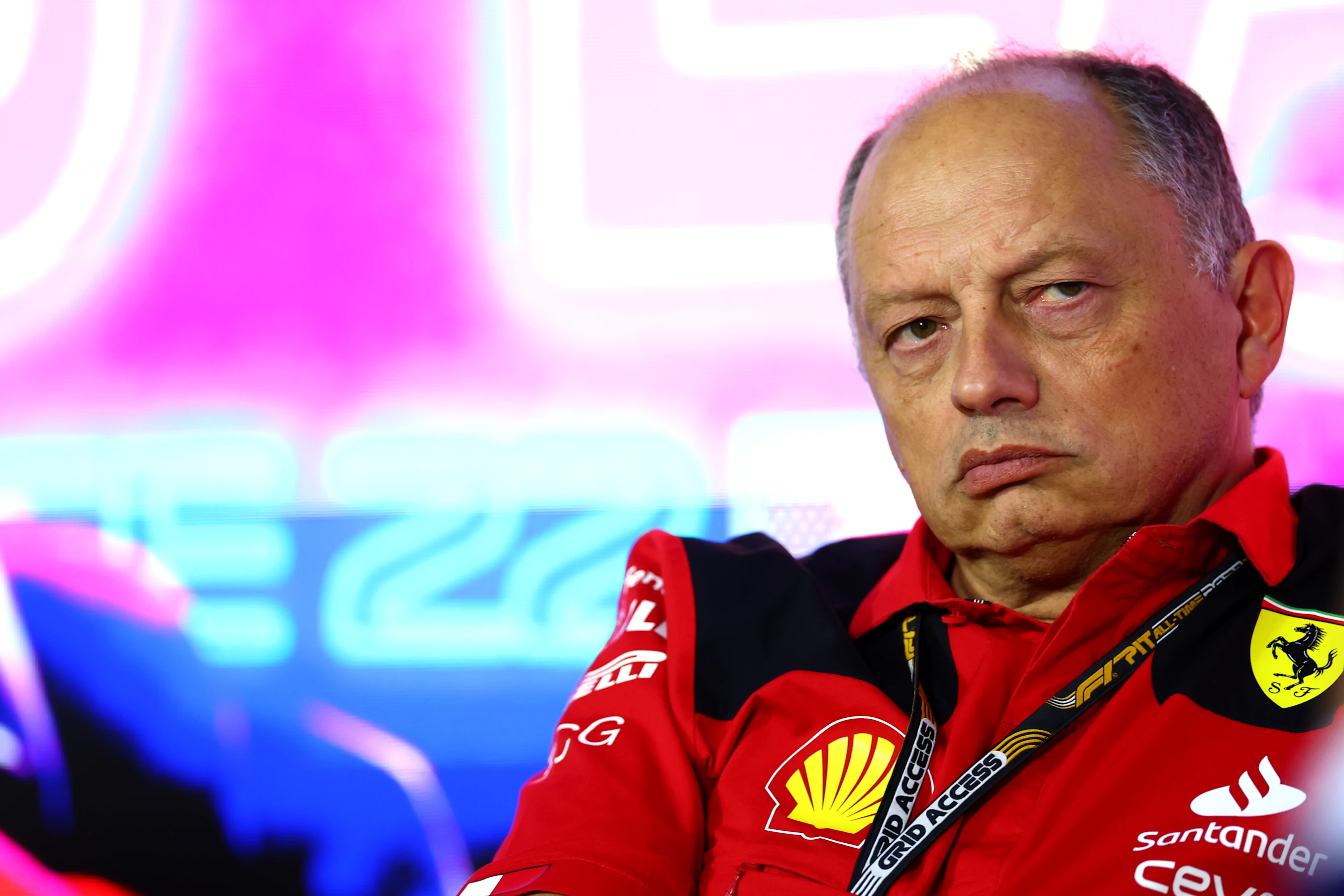 LAS VEGAS, NEVADA - NOVEMBER 16: Ferrari Team Principal Frederic Vasseur looks on in the Team