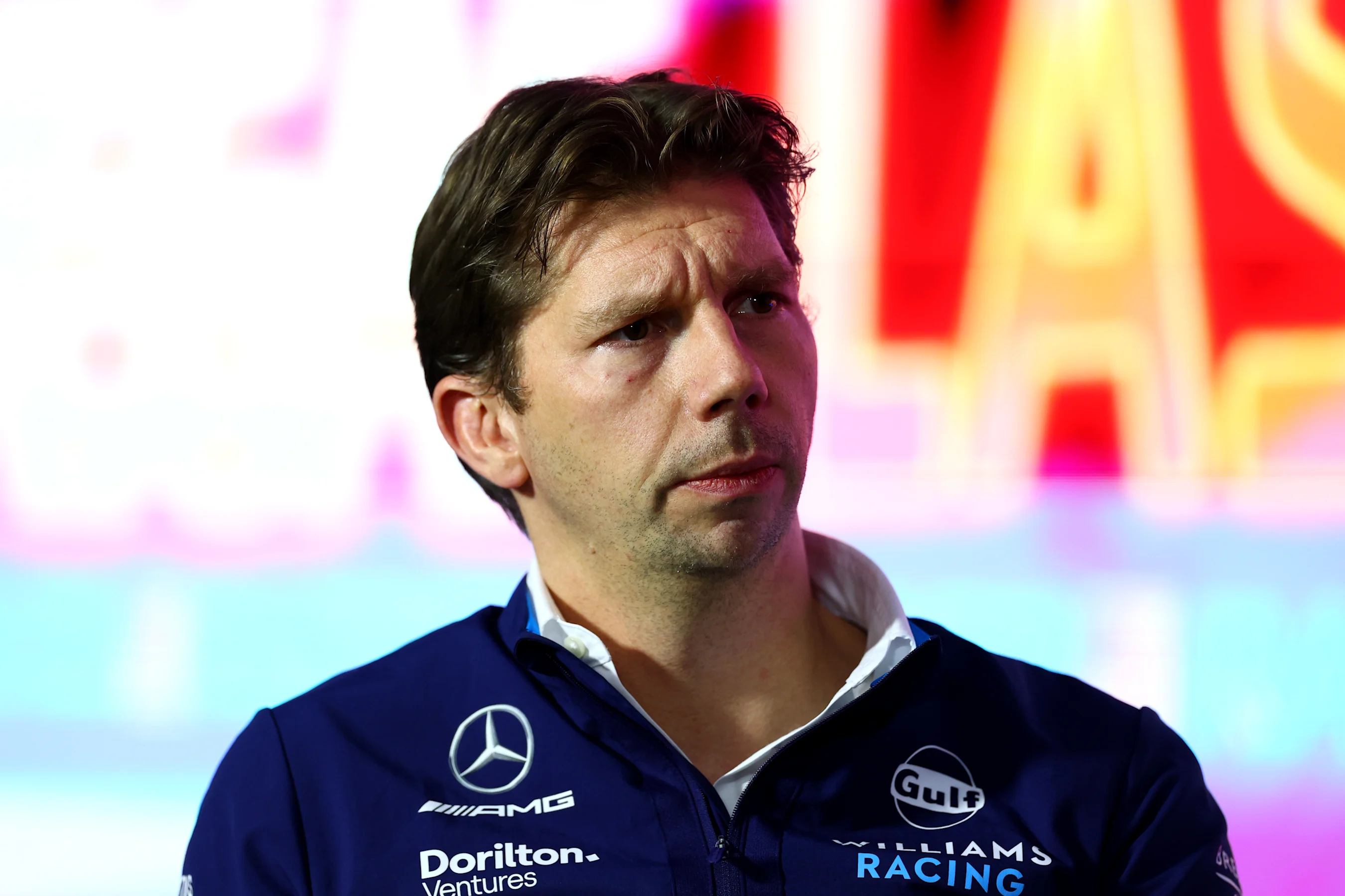 LAS VEGAS, NEVADA - NOVEMBER 16: James Vowles, Team Principal of Williams looks on in the Team