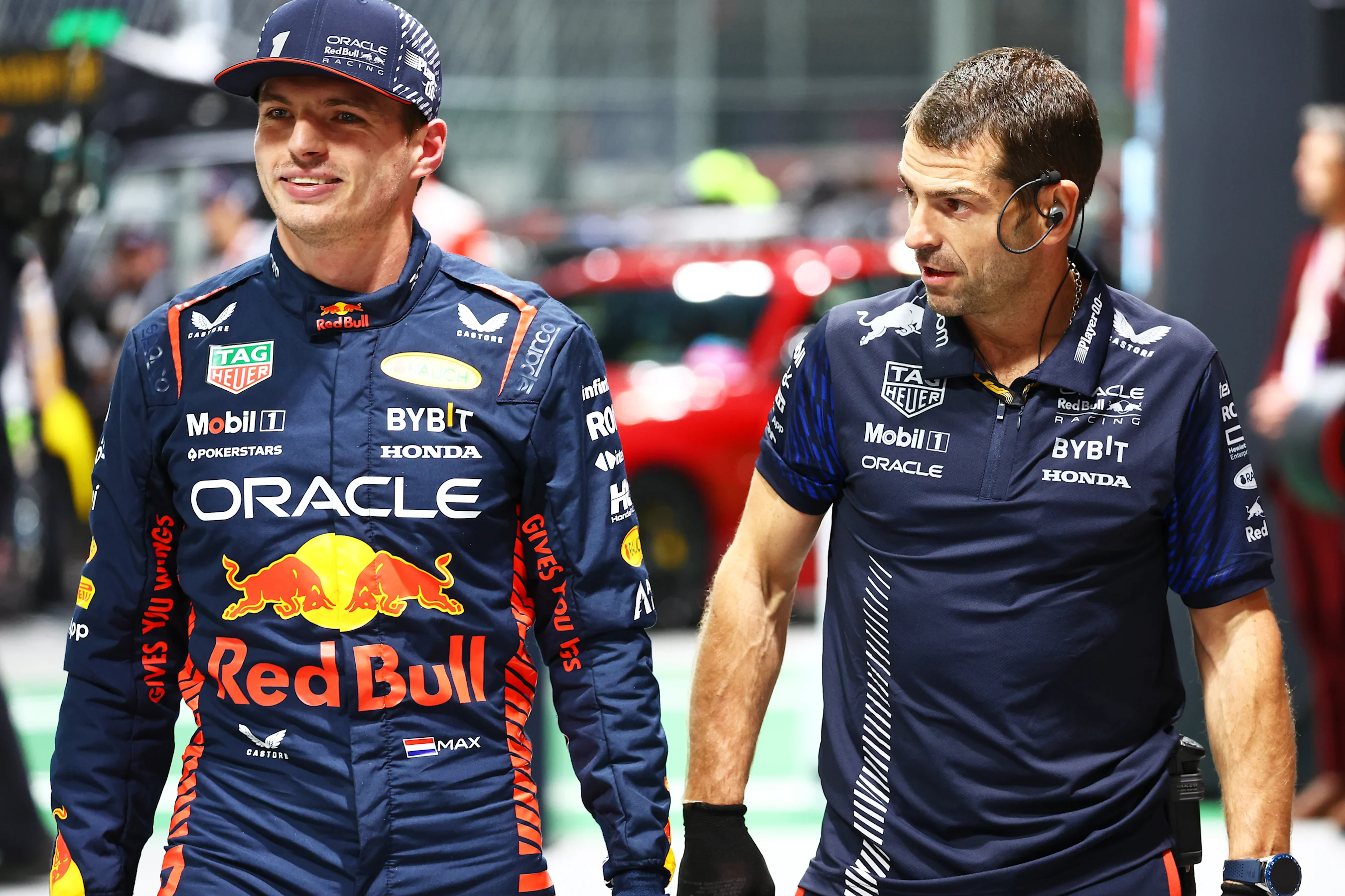 LAS VEGAS, NEVADA - NOVEMBER 18: Third placed qualifier Max Verstappen of the Netherlands and