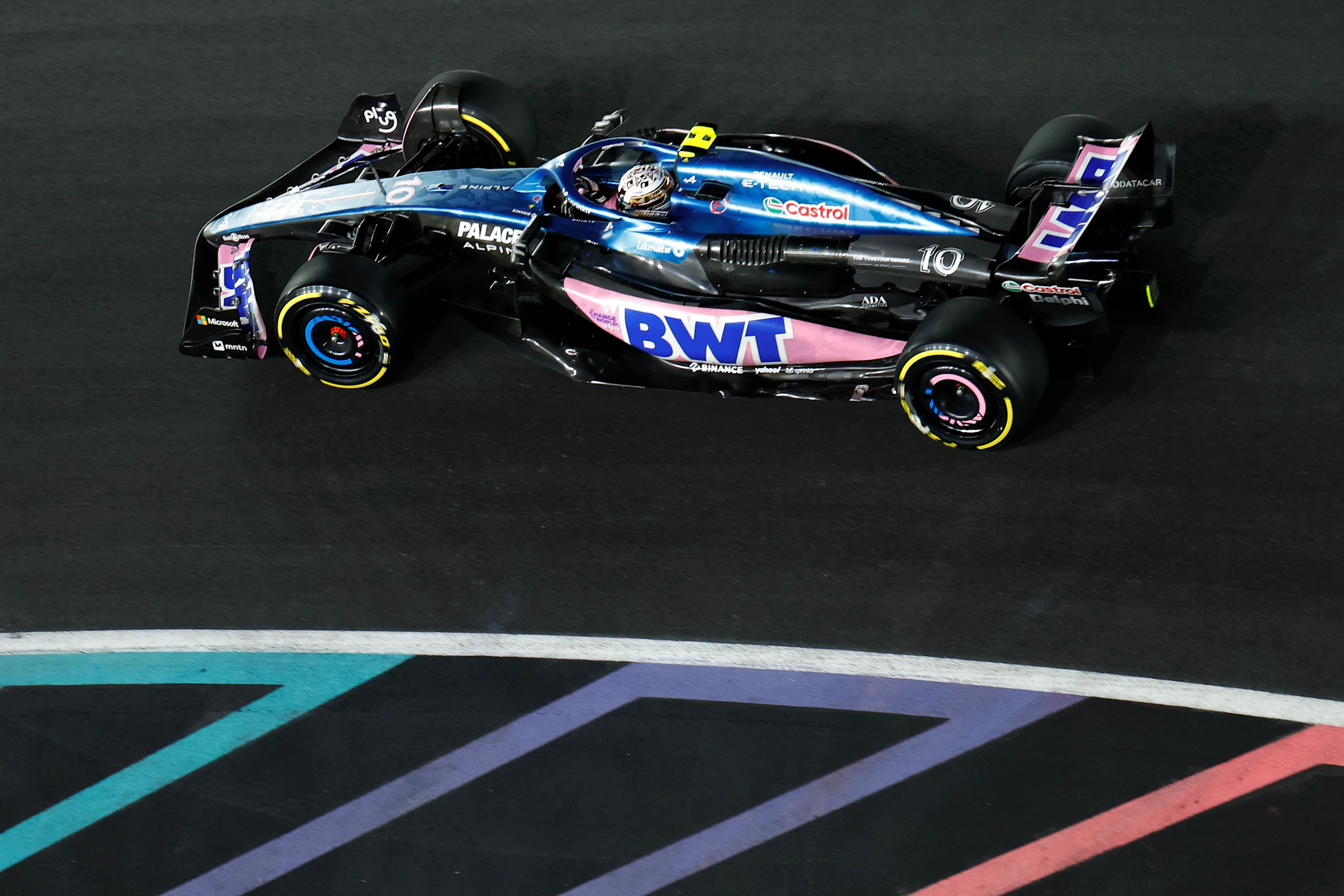 LAS VEGAS, NEVADA - NOVEMBER 18: Pierre Gasly of France driving the (10) Alpine F1 A523 Renault on