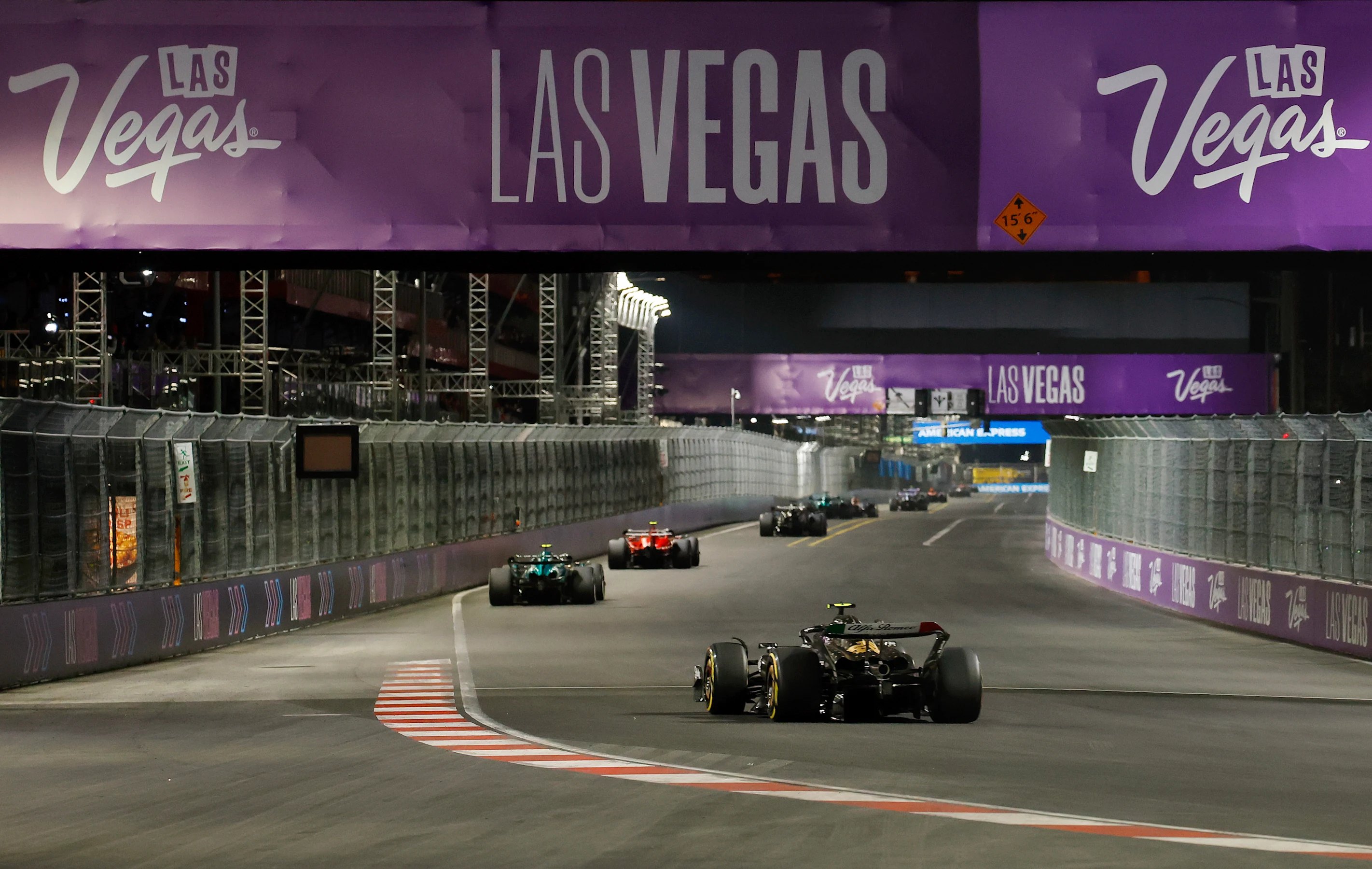 LAS VEGAS, NEVADA - NOVEMBER 18: Zhou Guanyu of China driving the (24) Alfa Romeo F1 C43 Ferrari on