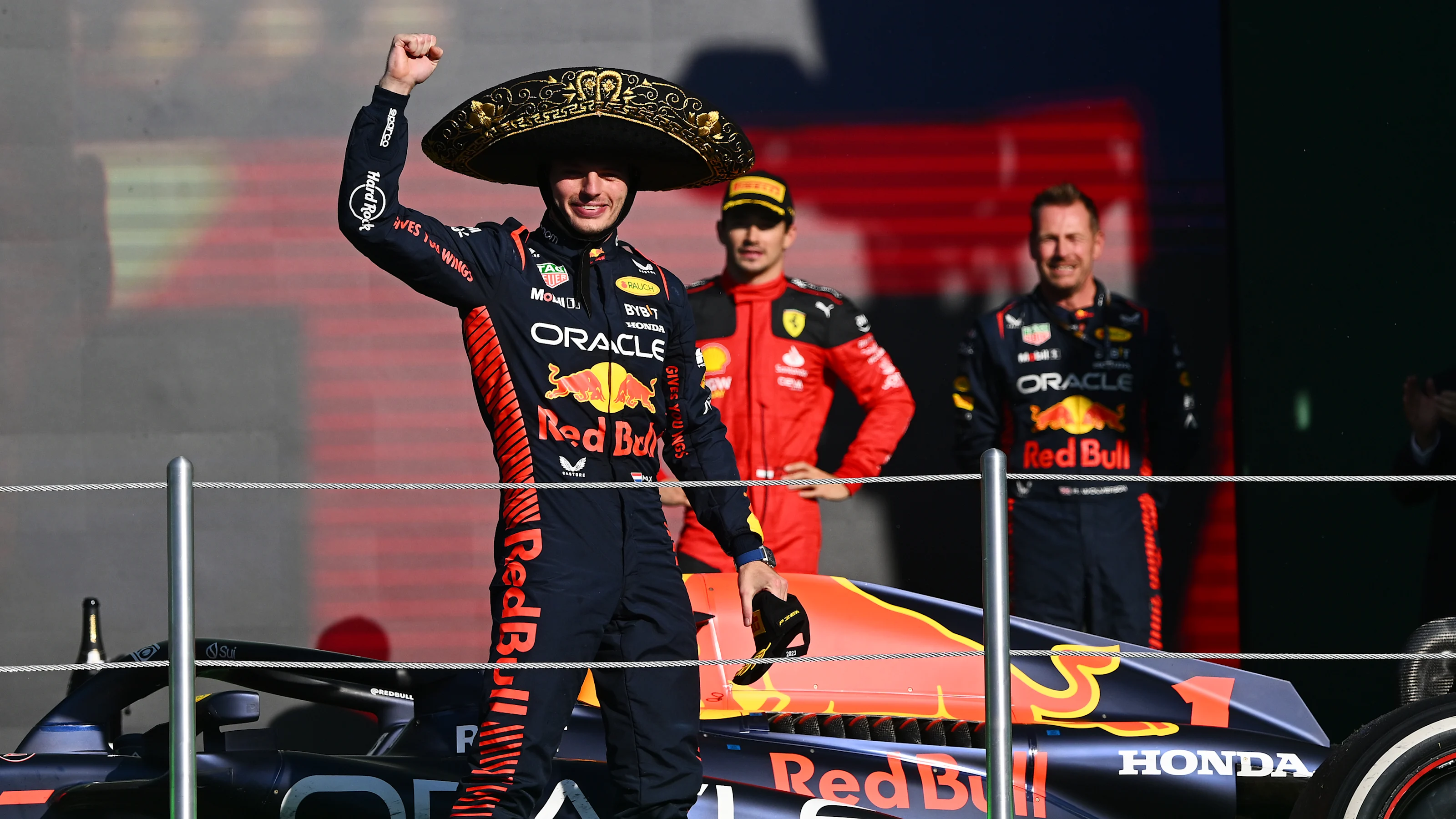 MEXICO CITY, MEXICO - OCTOBER 29: Race winner Max Verstappen of the Netherlands and Oracle Red Bull