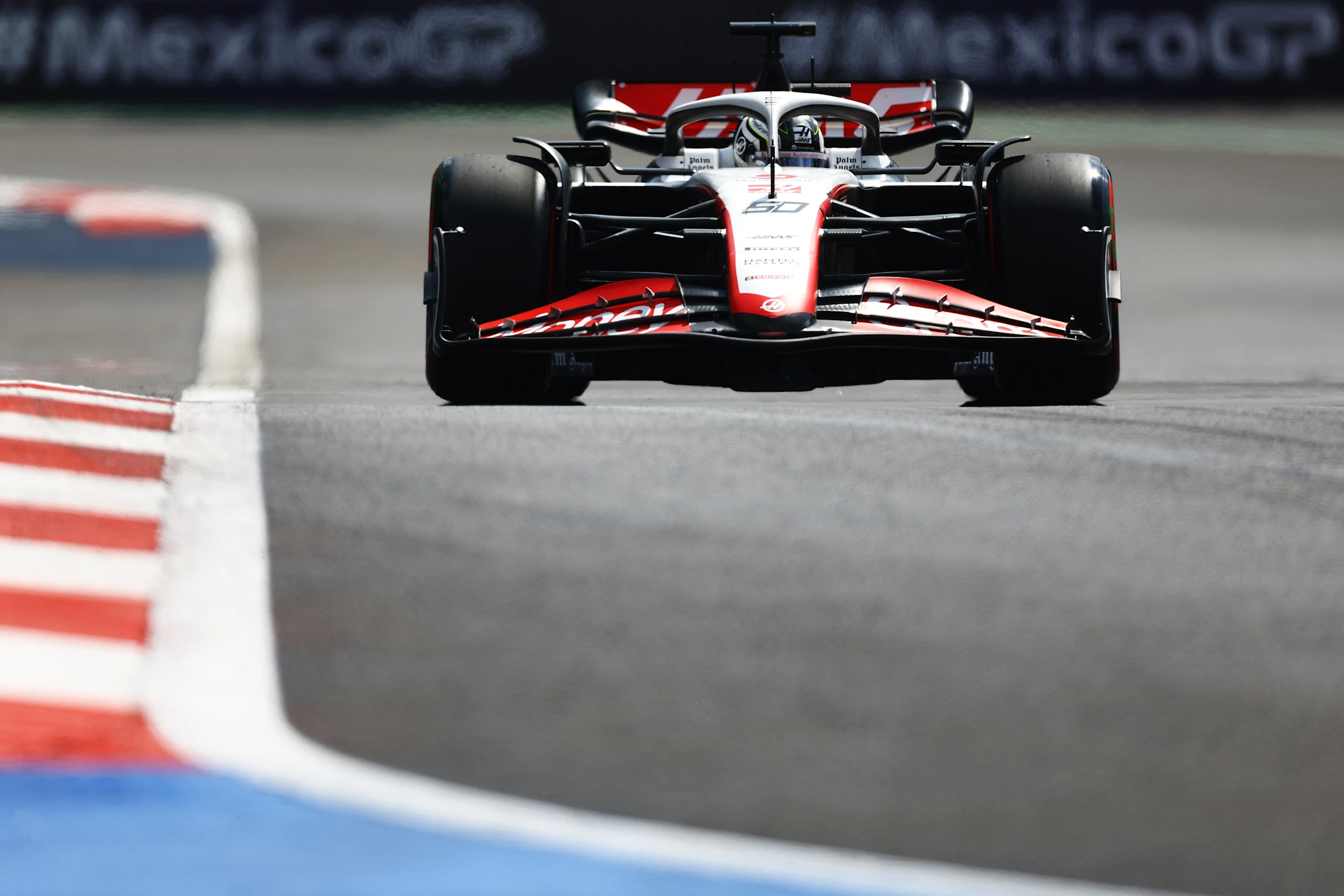 MEXICO CITY, MEXICO - OCTOBER 27: Oliver Bearman of Great Britain driving the (50) Haas F1 VF-23