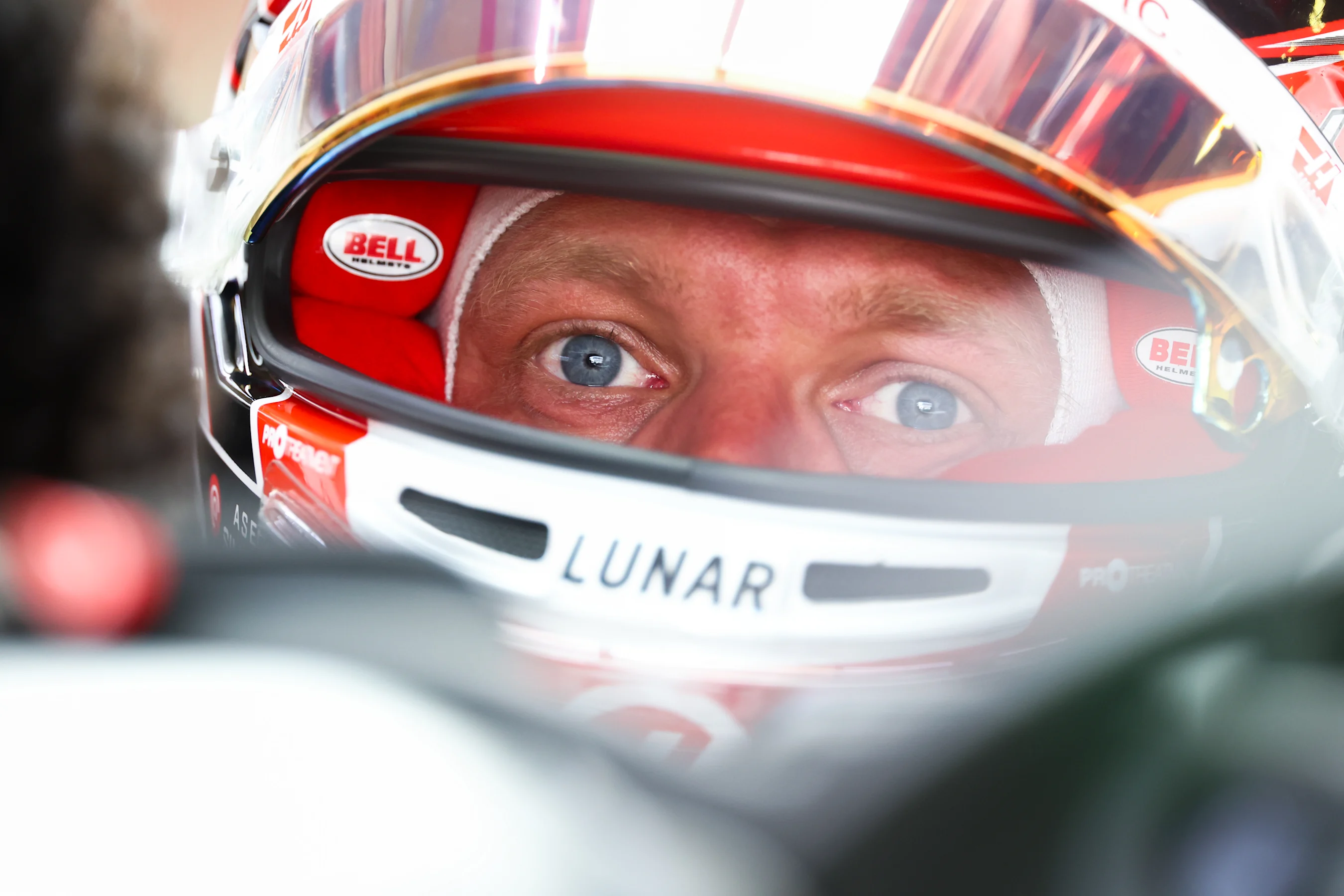 MEXICO CITY, MEXICO - OCTOBER 27: Kevin Magnussen of Denmark and Haas F1 prepares to drive in the