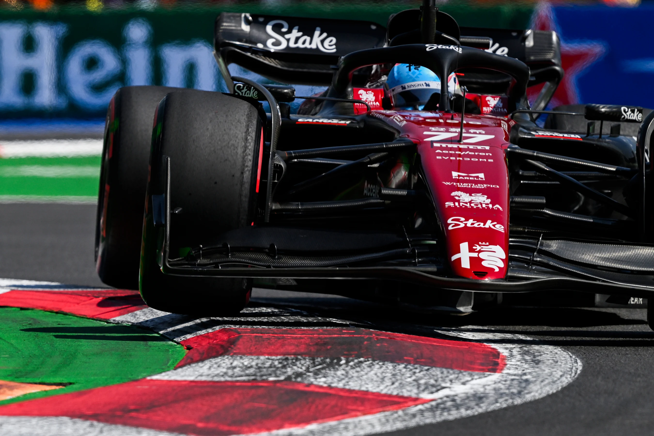 MEXICO CITY, MEXICO - OCTOBER 28: Valtteri Bottas of Finland driving the (77) Alfa Romeo F1 C43