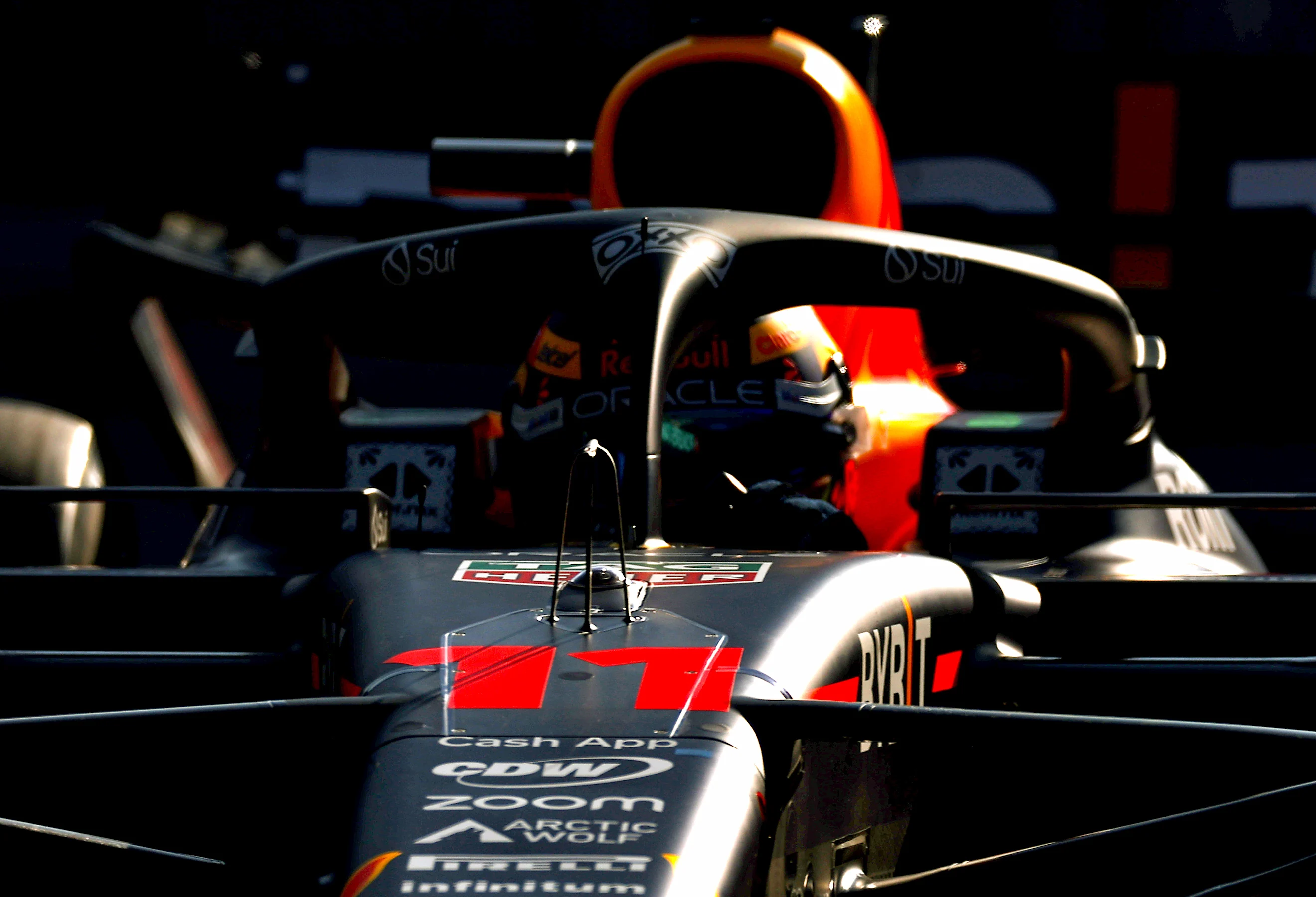 MEXICO CITY, MEXICO - OCTOBER 28: Sergio Perez of Mexico driving the (11) Oracle Red Bull Racing