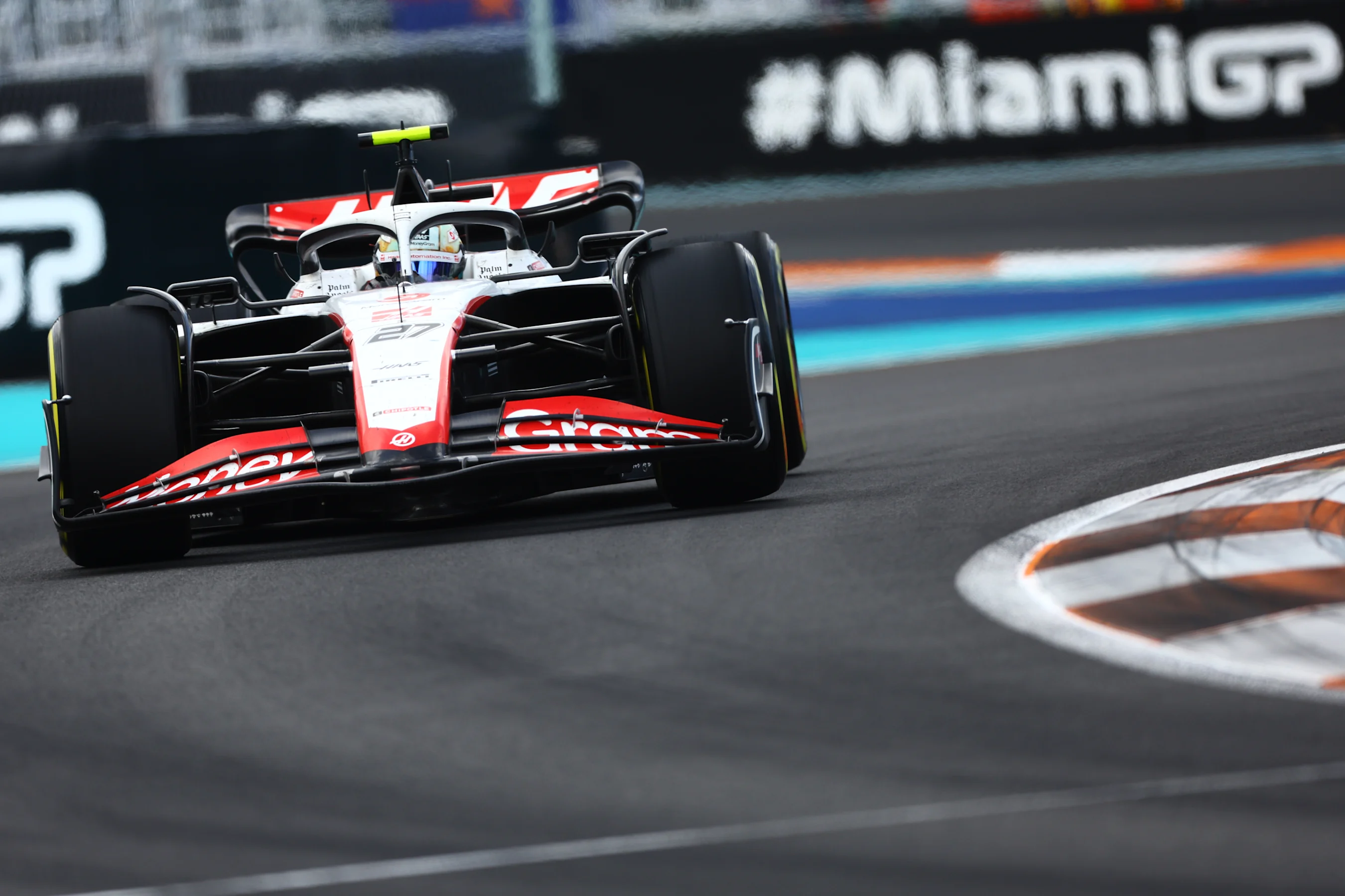 MIAMI, FLORIDA - MAY 07: Nico Hulkenberg of Germany driving the (27) Haas F1 VF-23 Ferrari on track