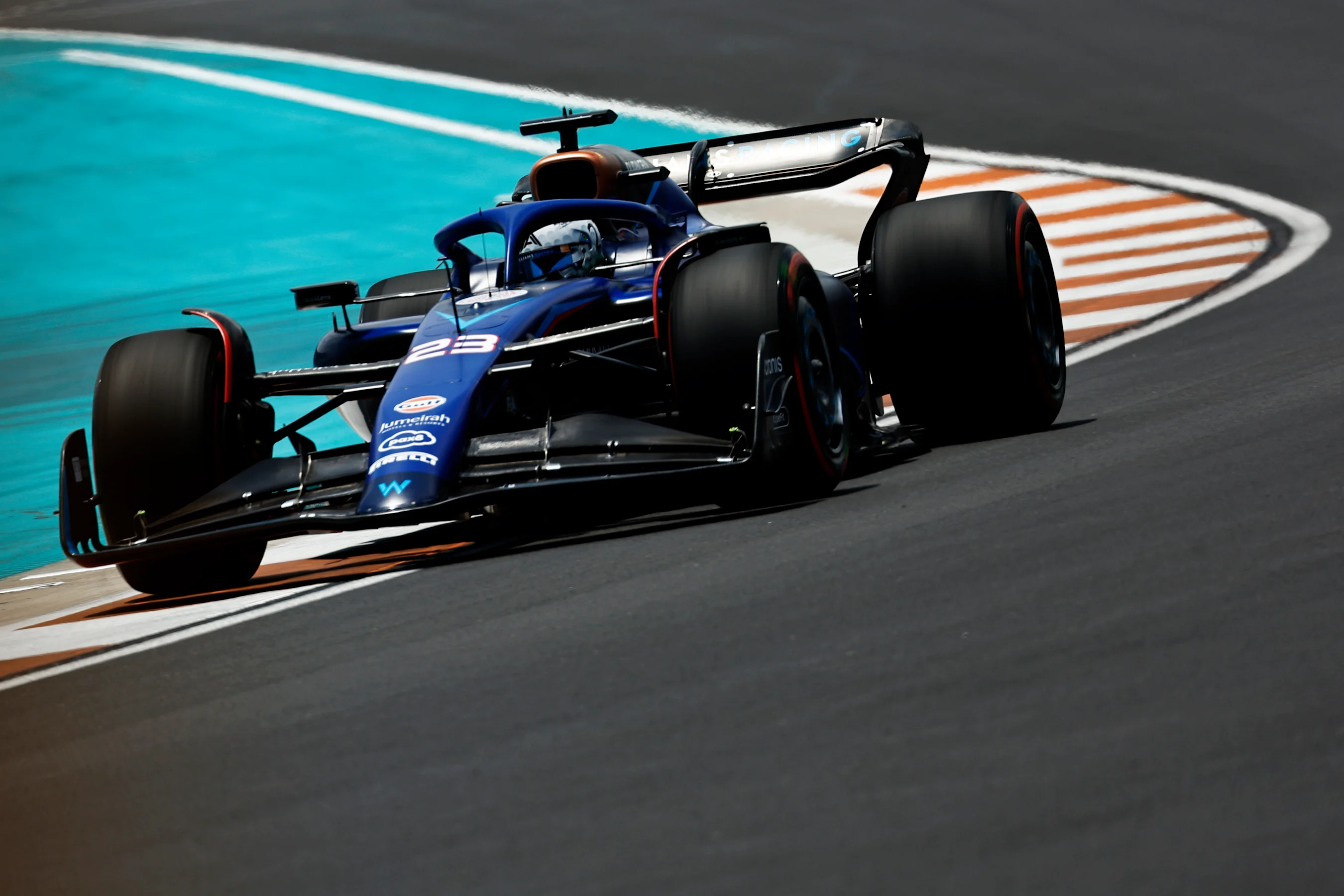 MIAMI, FLORIDA - MAY 06: Alexander Albon of Thailand driving the (23) Williams FW45 Mercedes on