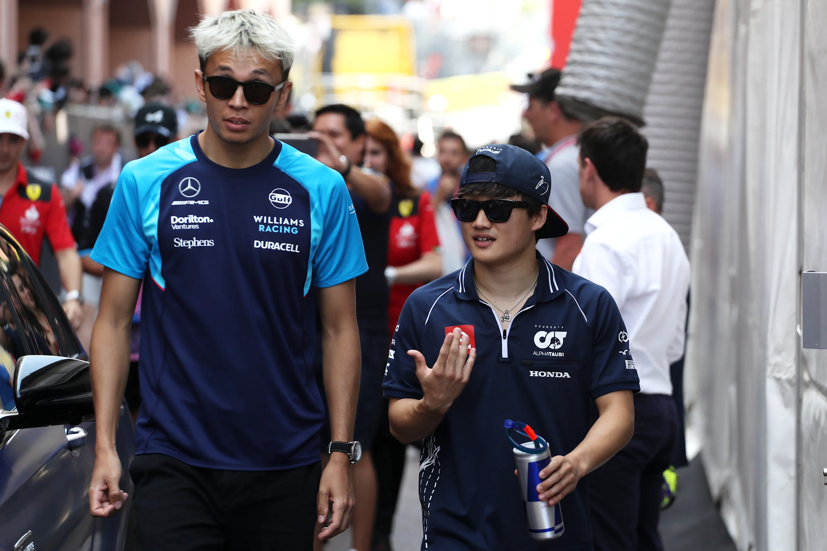 MONTE-CARLO, MONACO - MAY 28: Alexander Albon of Thailand and Williams and Yuki Tsunoda of Japan