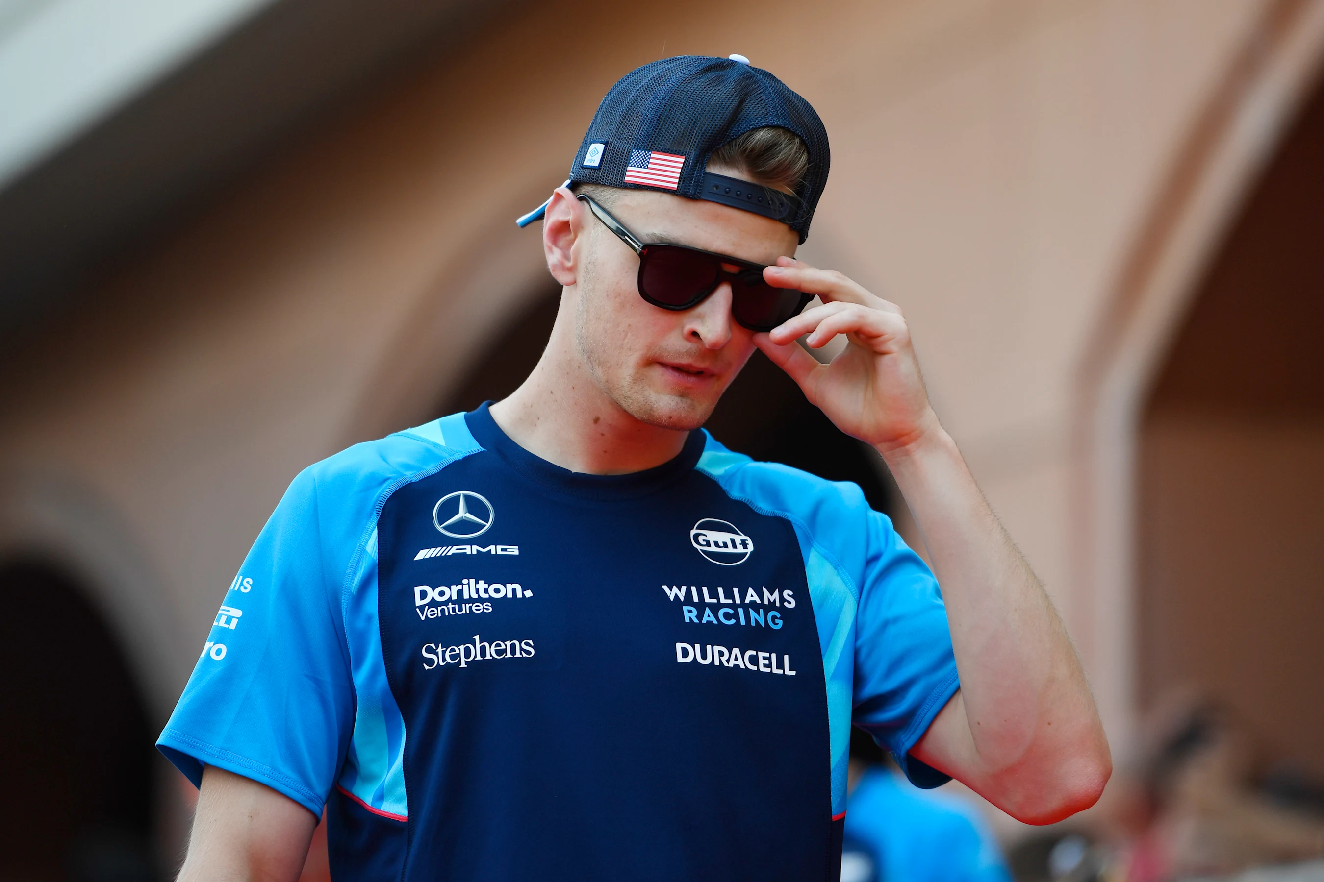 MONTE-CARLO, MONACO - MAY 28: Logan Sargeant of United States and Williams walks in the Paddock