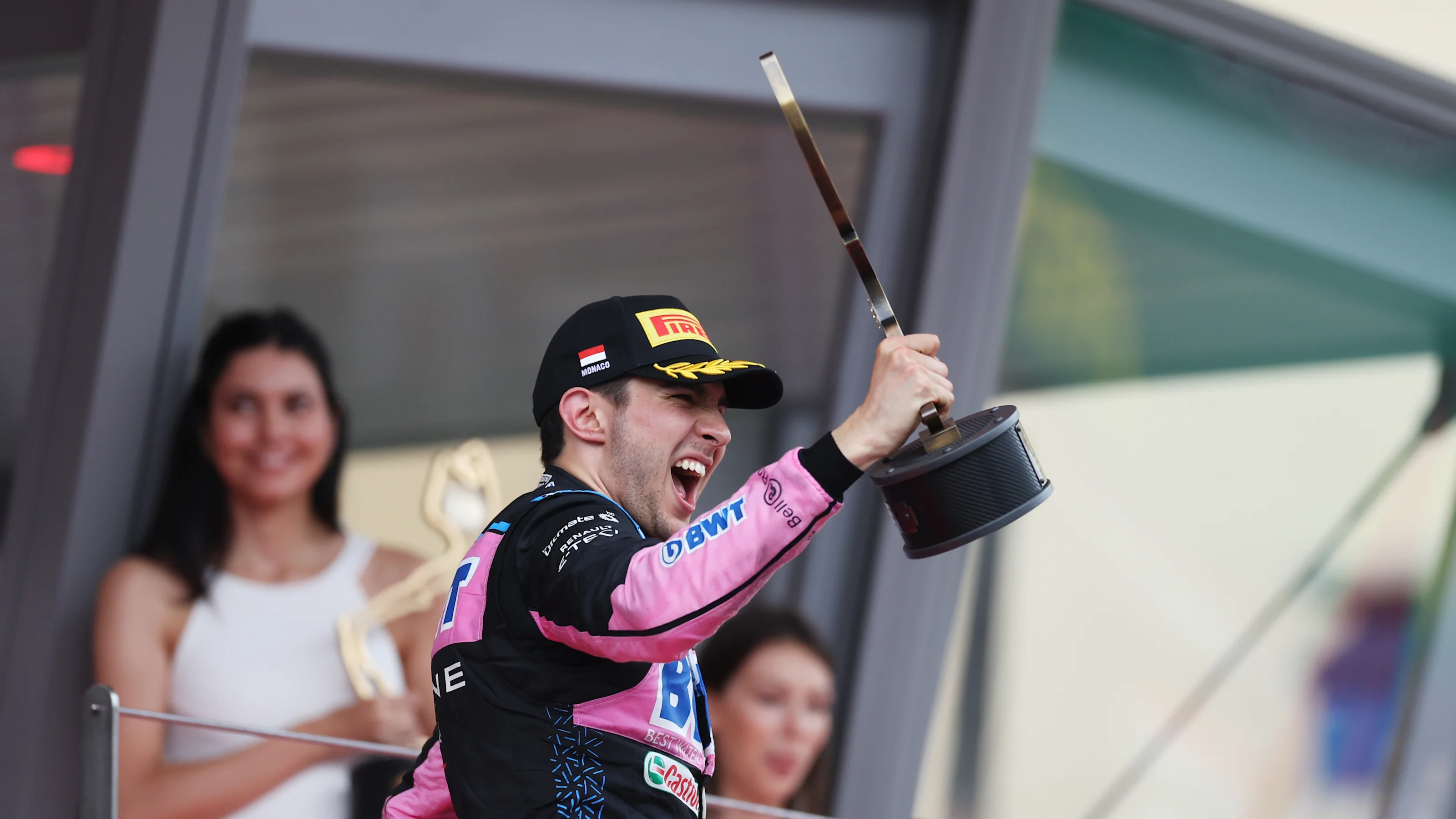 MONTE-CARLO, MONACO - MAY 28: Third placed Esteban Ocon of France and Alpine F1 celebrates on the
