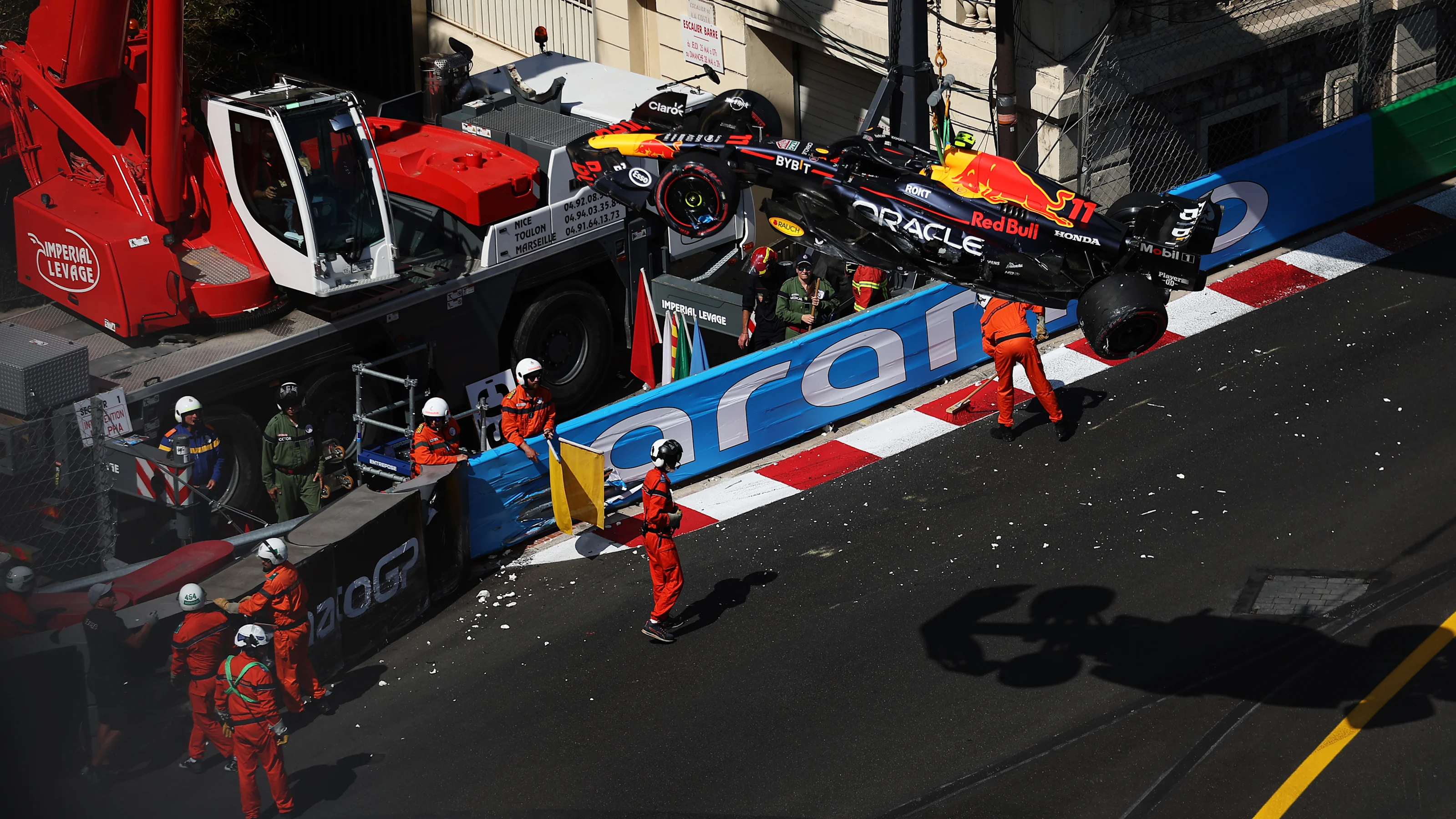 MONTE-CARLO, MONACO - MAY 27: The car of Sergio Perez of Mexico and Oracle Red Bull Racing is