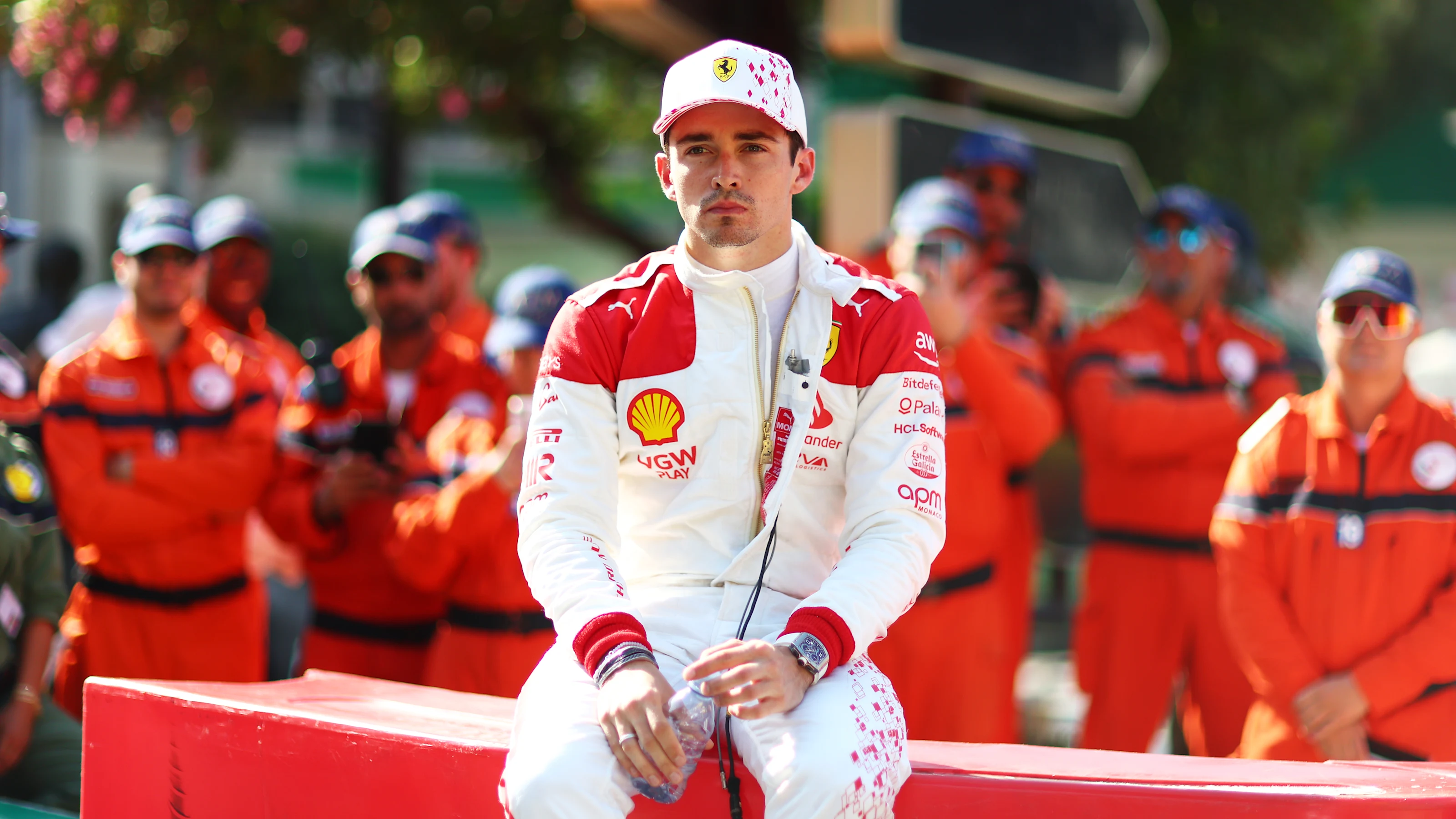 MONTE-CARLO, MONACO - MAY 27: Third placed qualifier Charles Leclerc of Monaco and Ferrari looks on