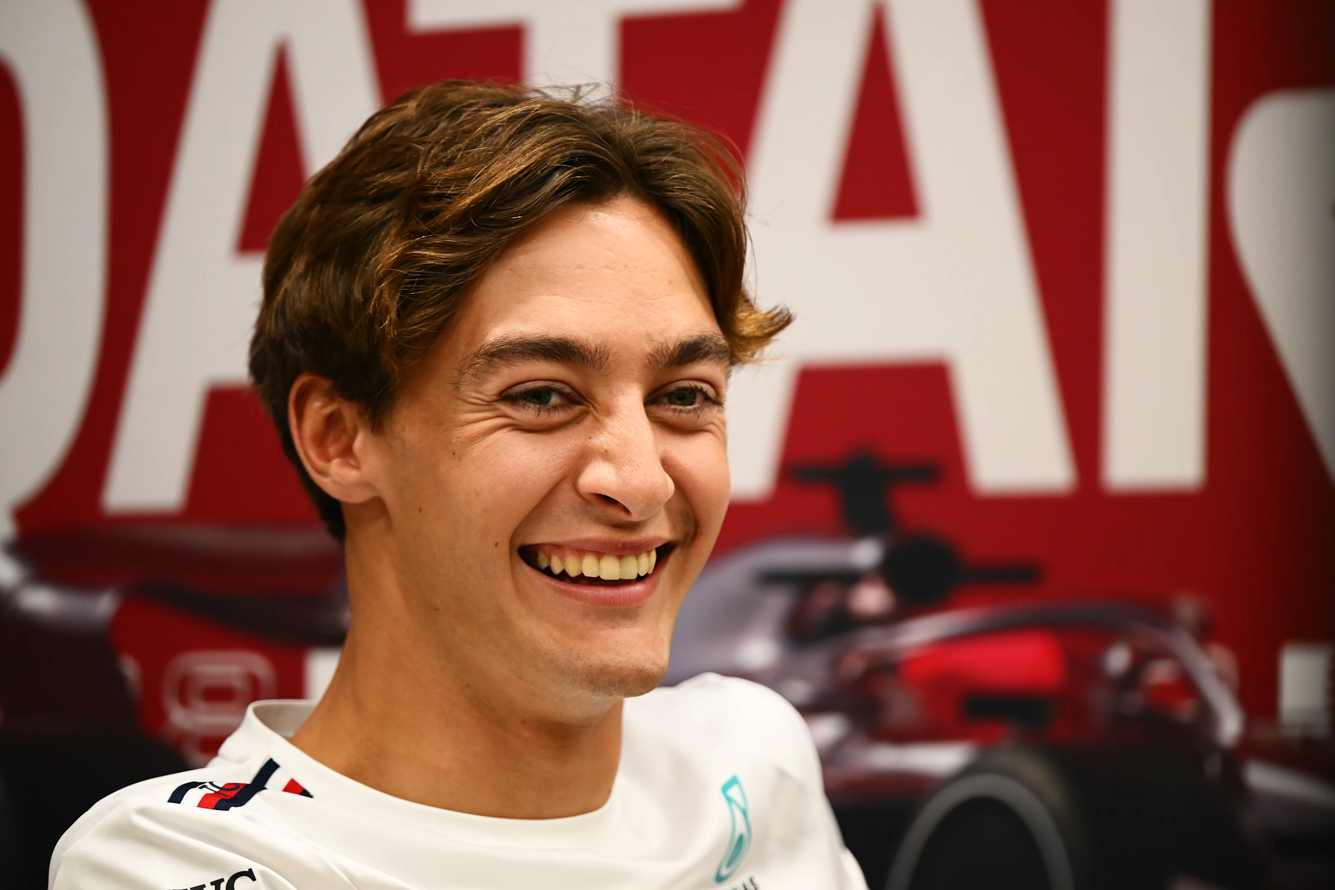 LUSAIL CITY, QATAR - OCTOBER 05: George Russell of Great Britain and Mercedes attends the Drivers