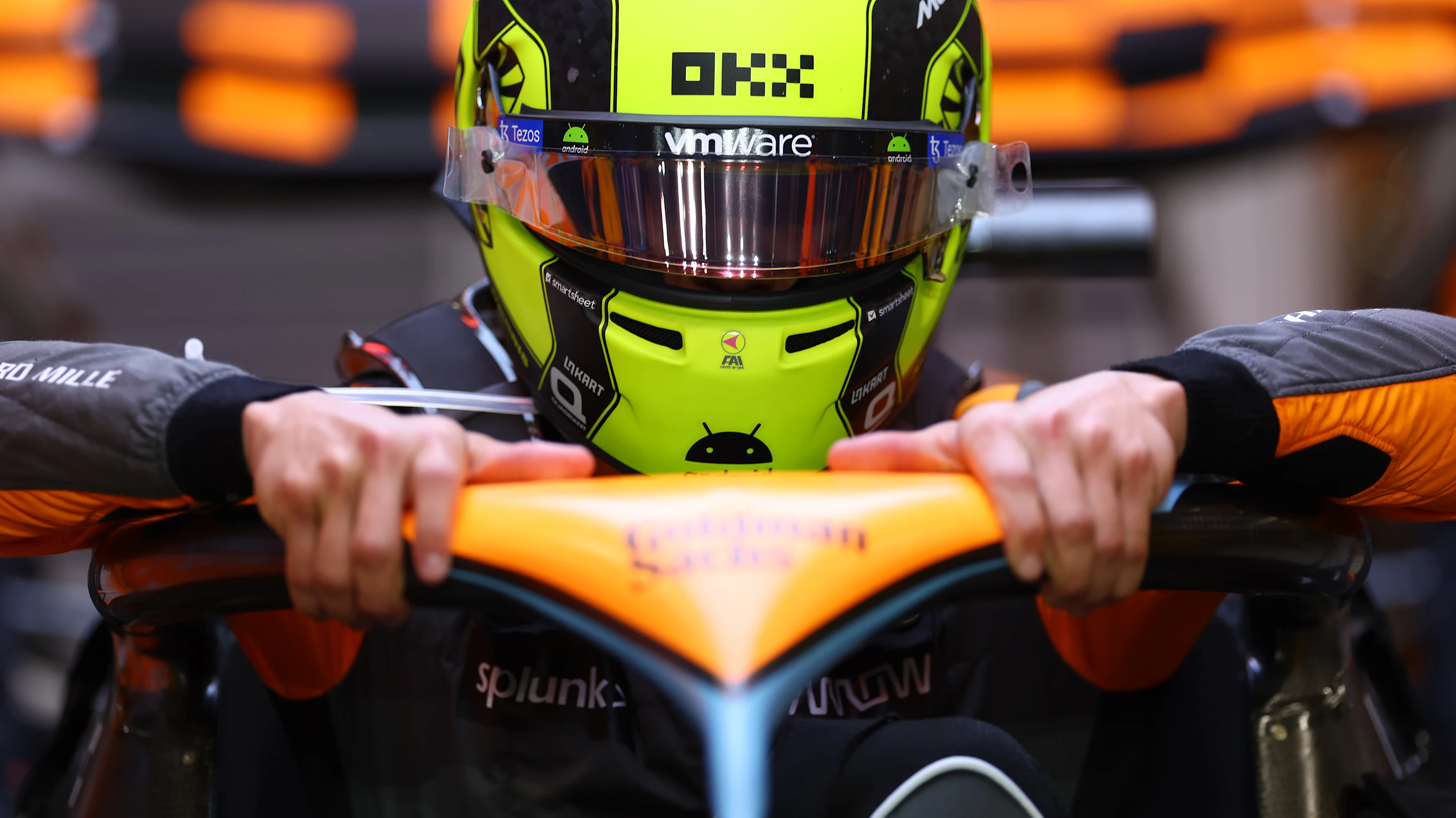JEDDAH, SAUDI ARABIA - MARCH 19: Lando Norris of Great Britain and McLaren prepares to drive in the
