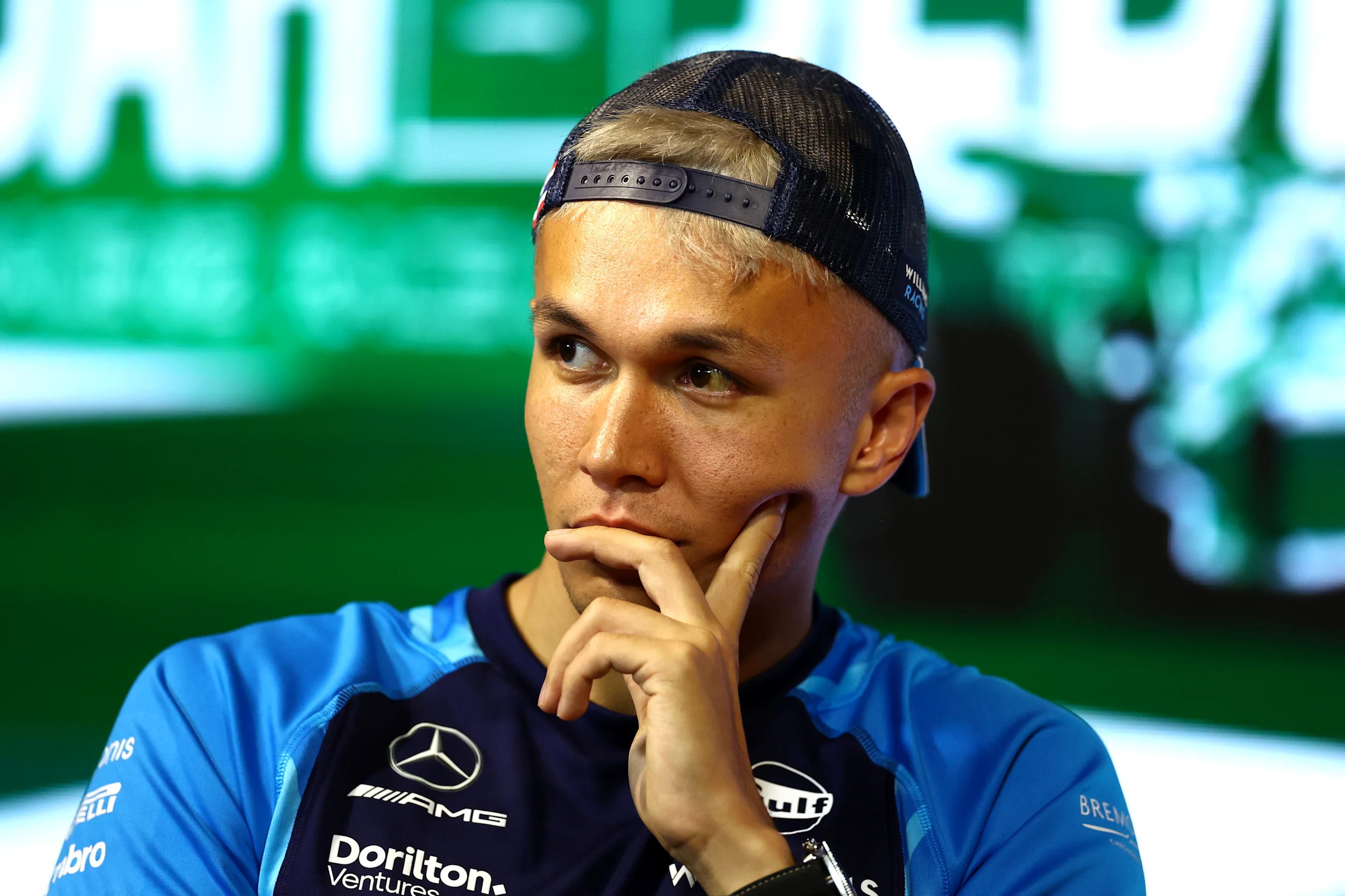JEDDAH, SAUDI ARABIA - MARCH 16: Alexander Albon of Thailand and Williams attends the Drivers Press