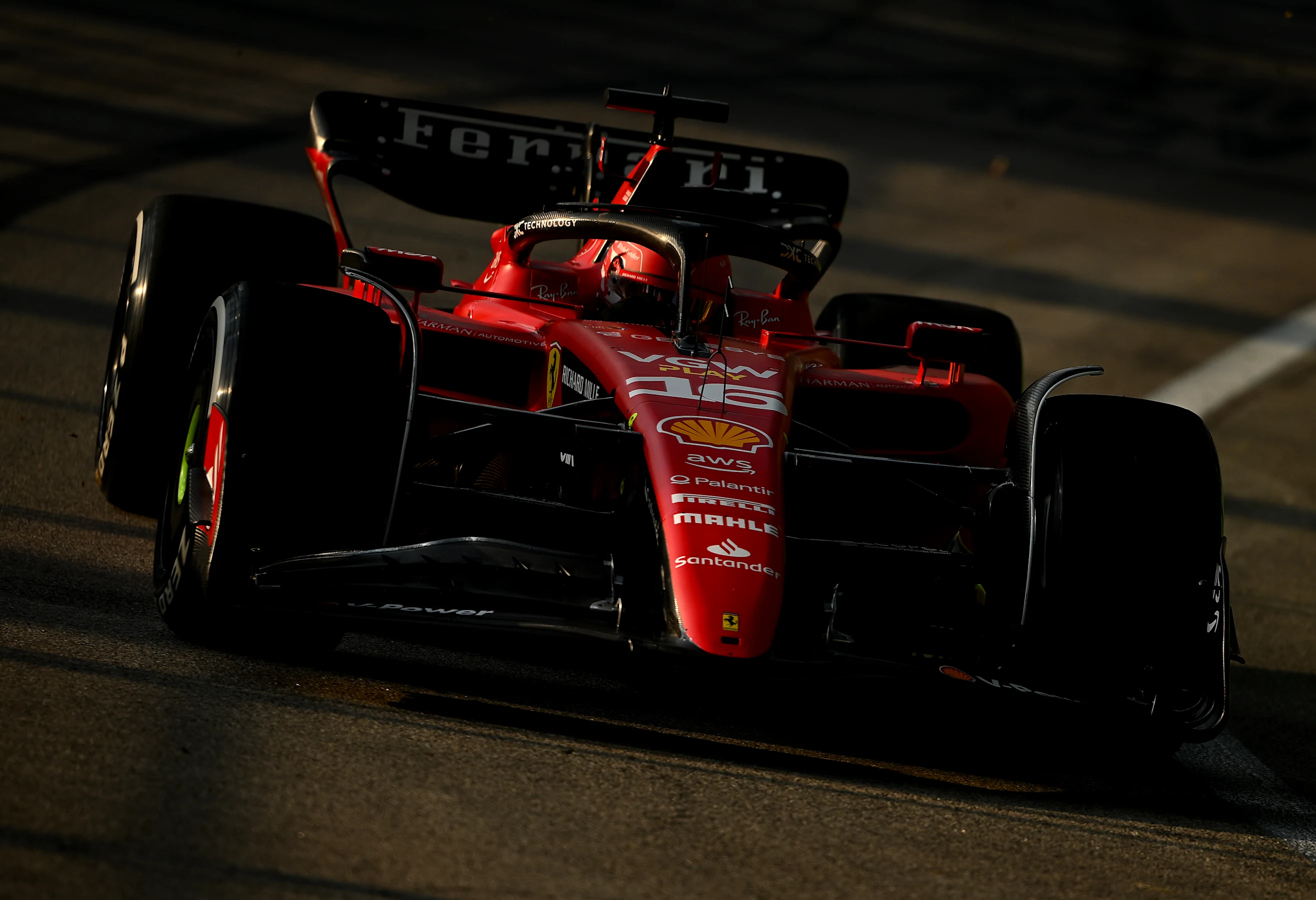 SINGAPORE, SINGAPORE - SEPTEMBER 15: Charles Leclerc of Monaco driving the (16) Ferrari SF-23 on
