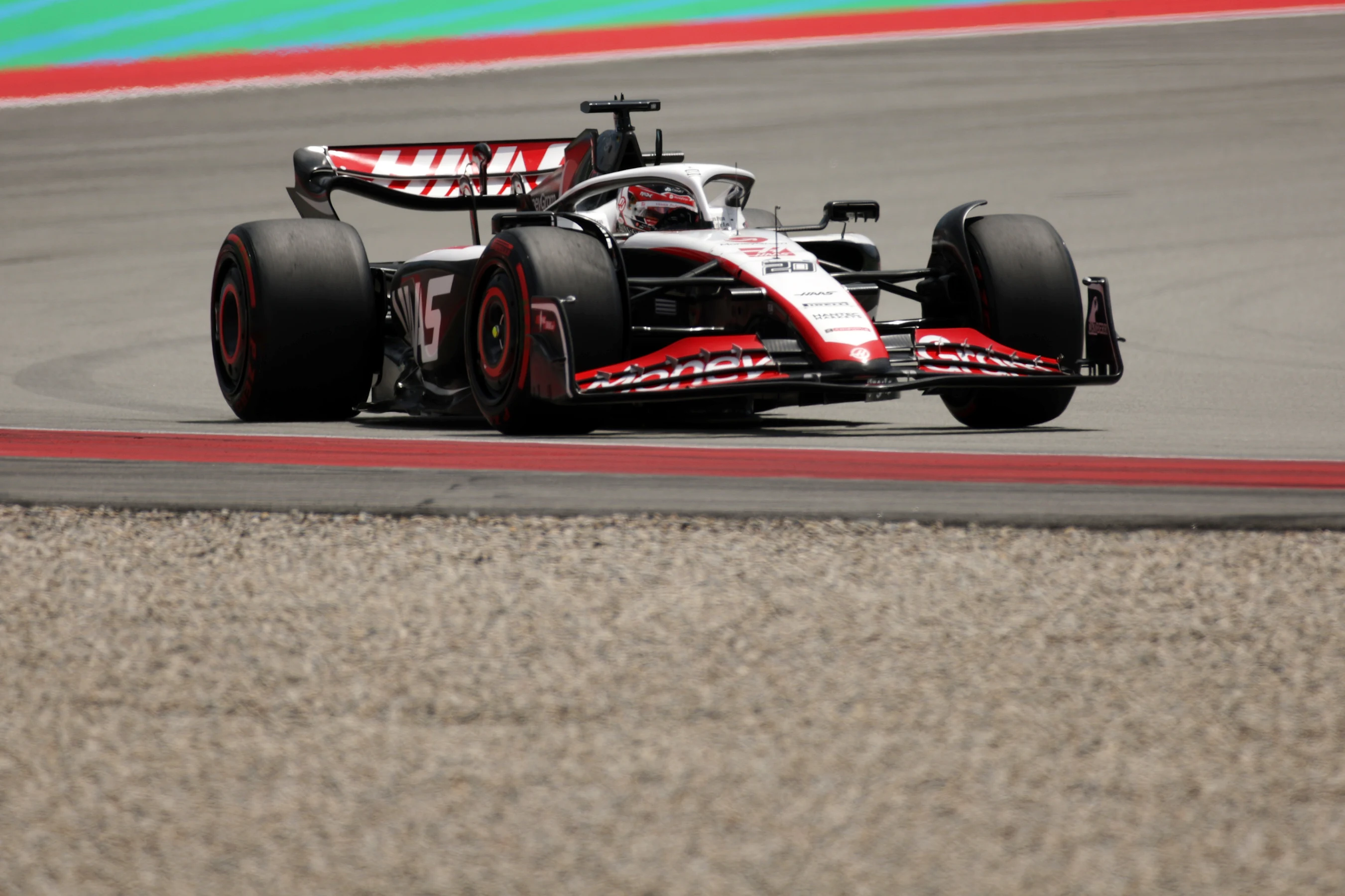 BARCELONA, SPAIN - JUNE 04: Kevin Magnussen of Denmark driving the (20) Haas F1 VF-23 Ferrari on a