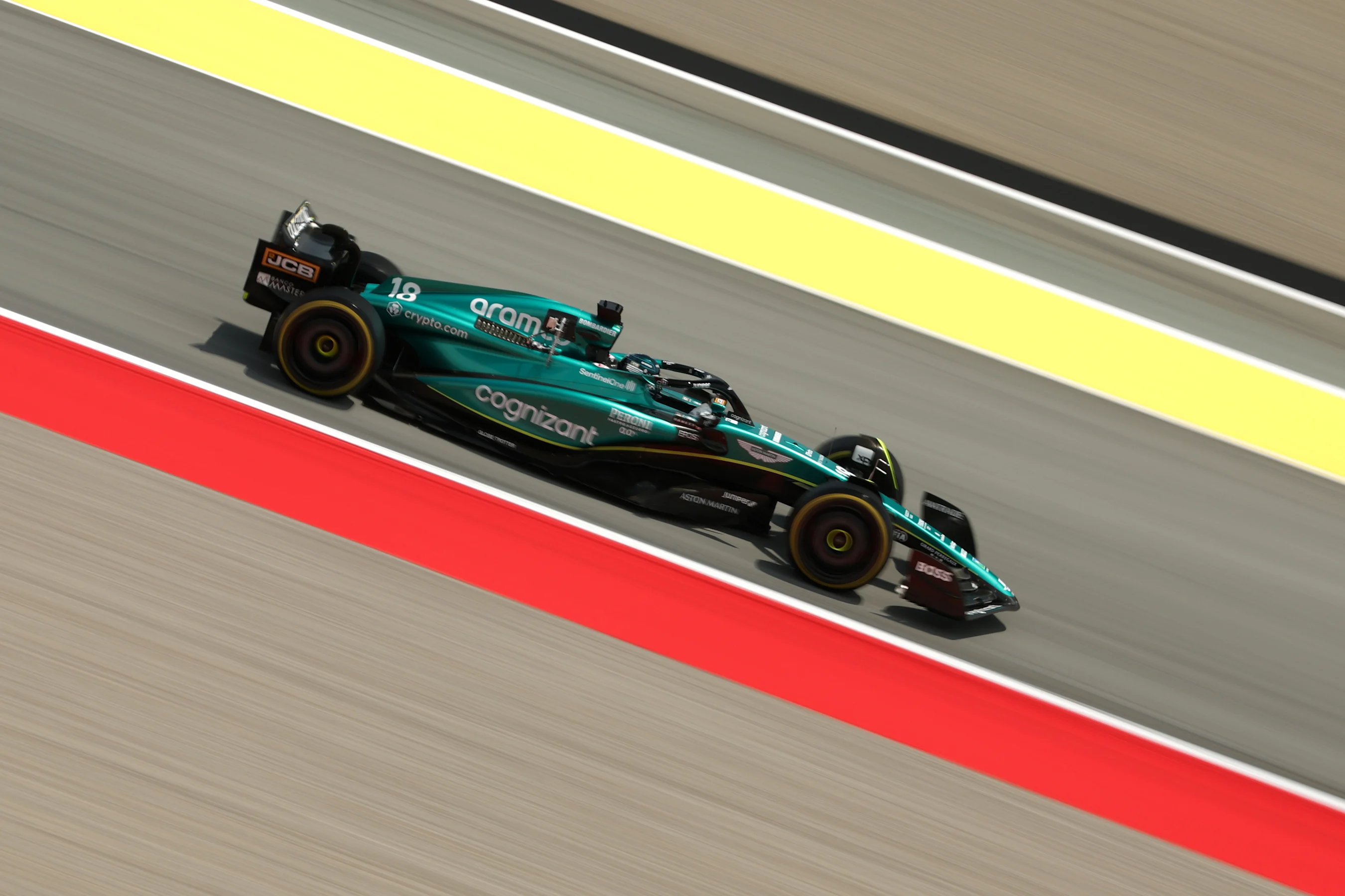 BARCELONA, SPAIN - JUNE 02: Lance Stroll of Canada driving the (18) Aston Martin AMR23 Mercedes on