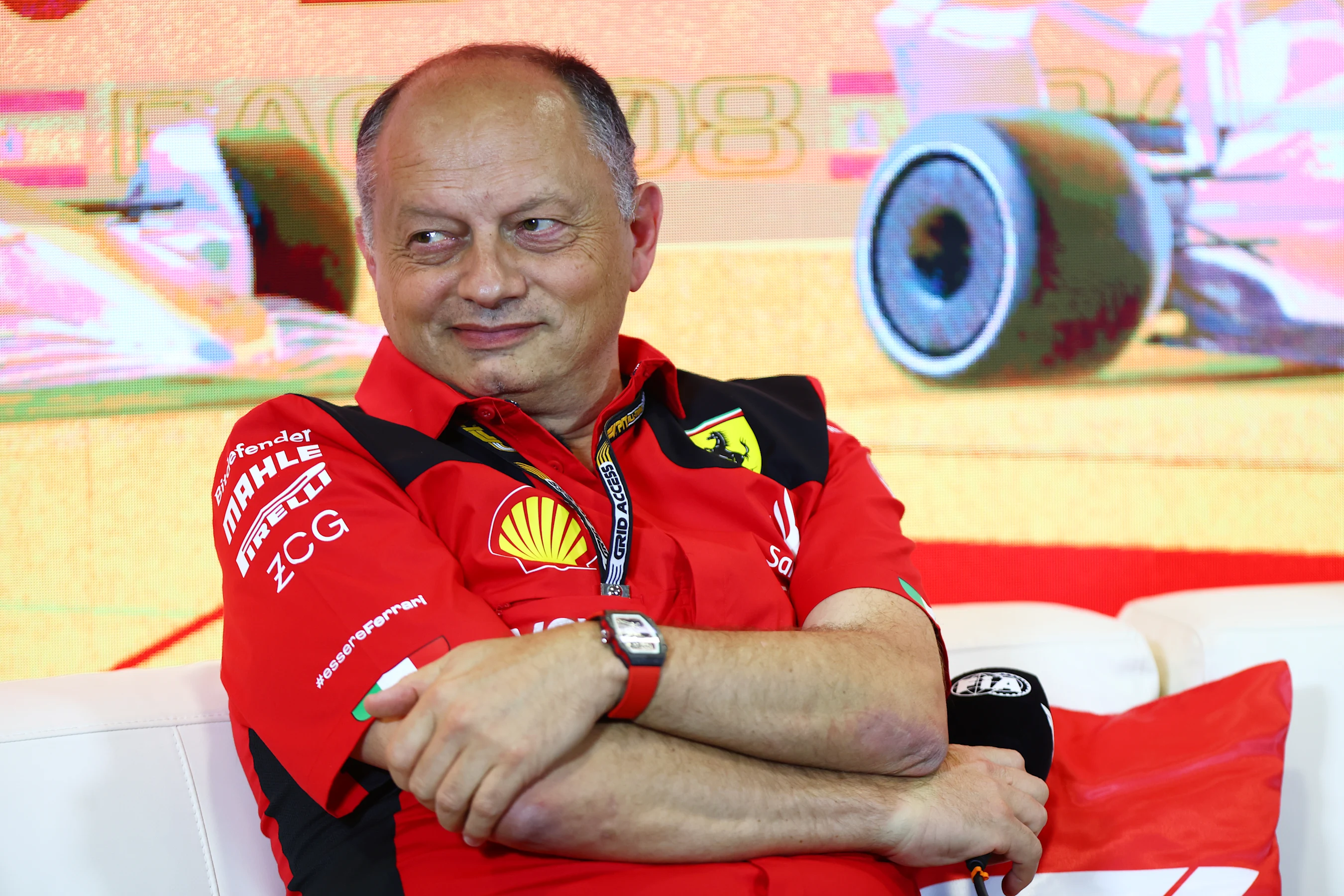 BARCELONA, SPAIN - JUNE 02: Ferrari Team Principal Frederic Vasseur attend s during practice ahead