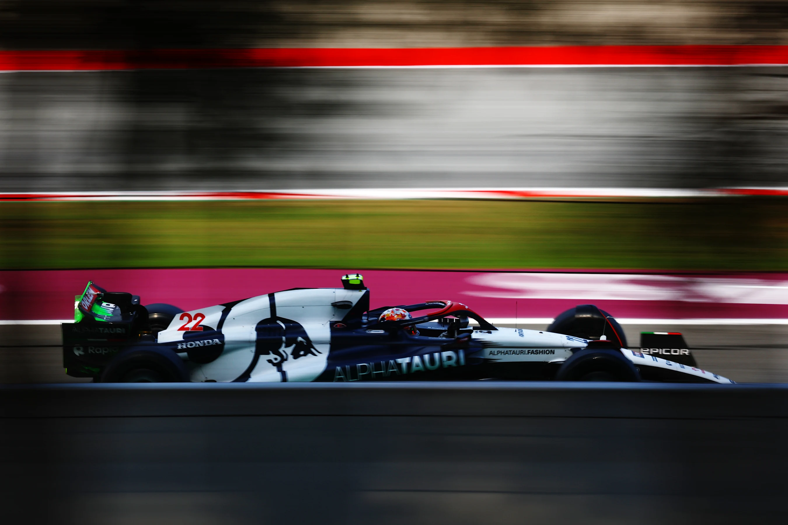 BARCELONA, SPAIN - JUNE 02: Yuki Tsunoda of Japan driving the (22) Scuderia AlphaTauri AT04 on