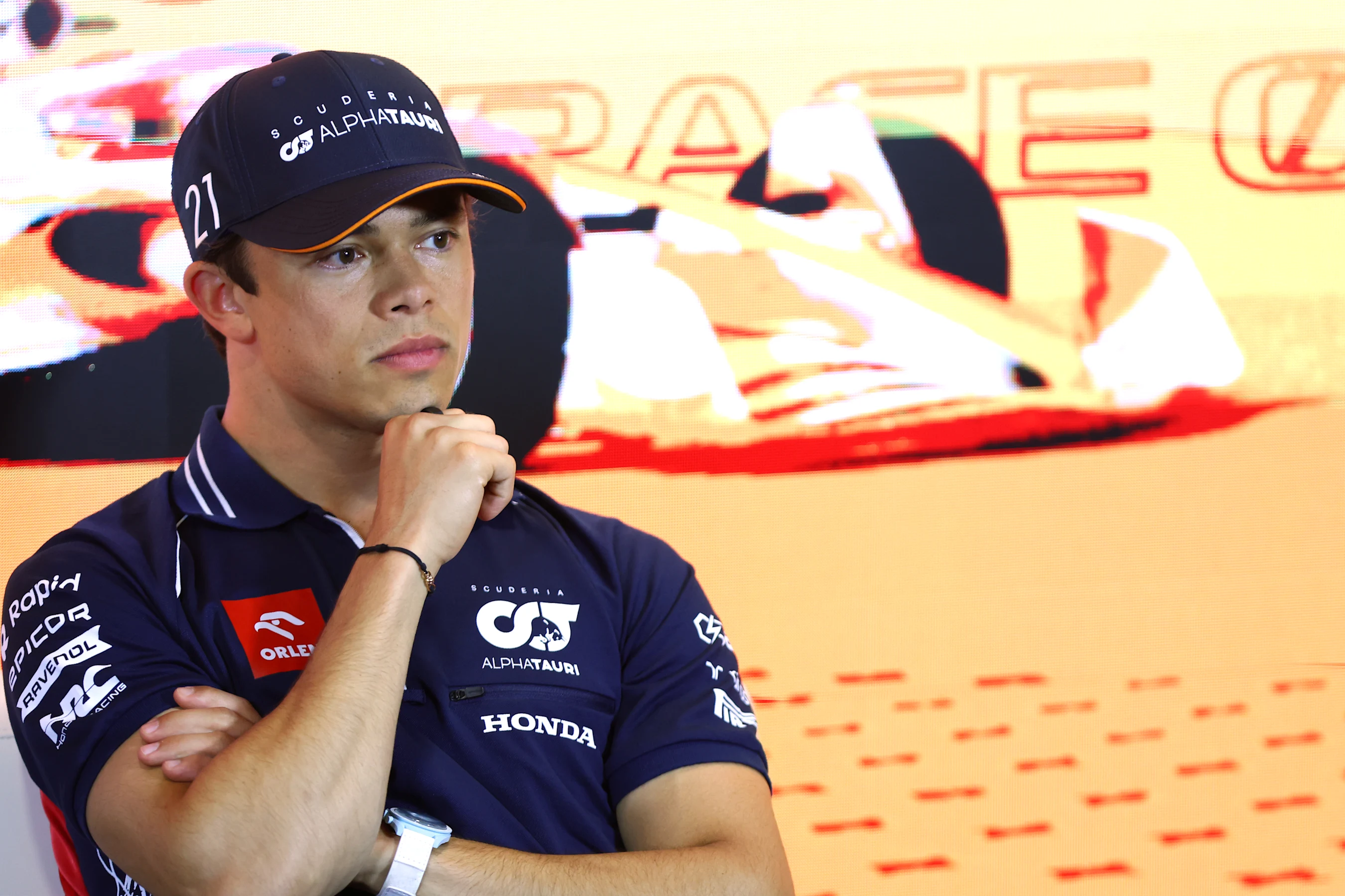 BARCELONA, SPAIN - JUNE 01: Nyck de Vries of Netherlands and Scuderia AlphaTauri attends the