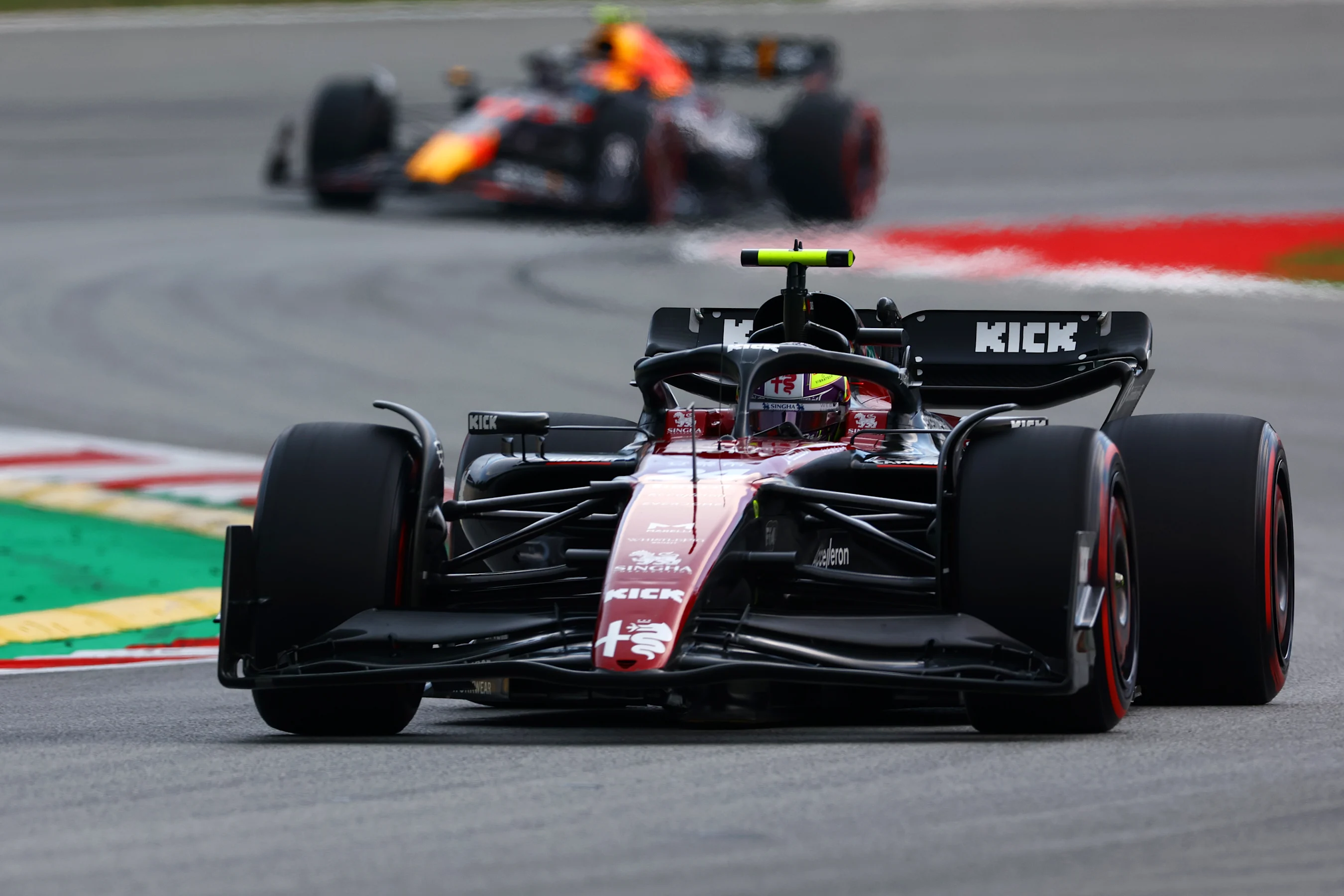 BARCELONA, SPAIN - JUNE 03: Zhou Guanyu of China driving the (24) Alfa Romeo F1 C43 Ferrari on
