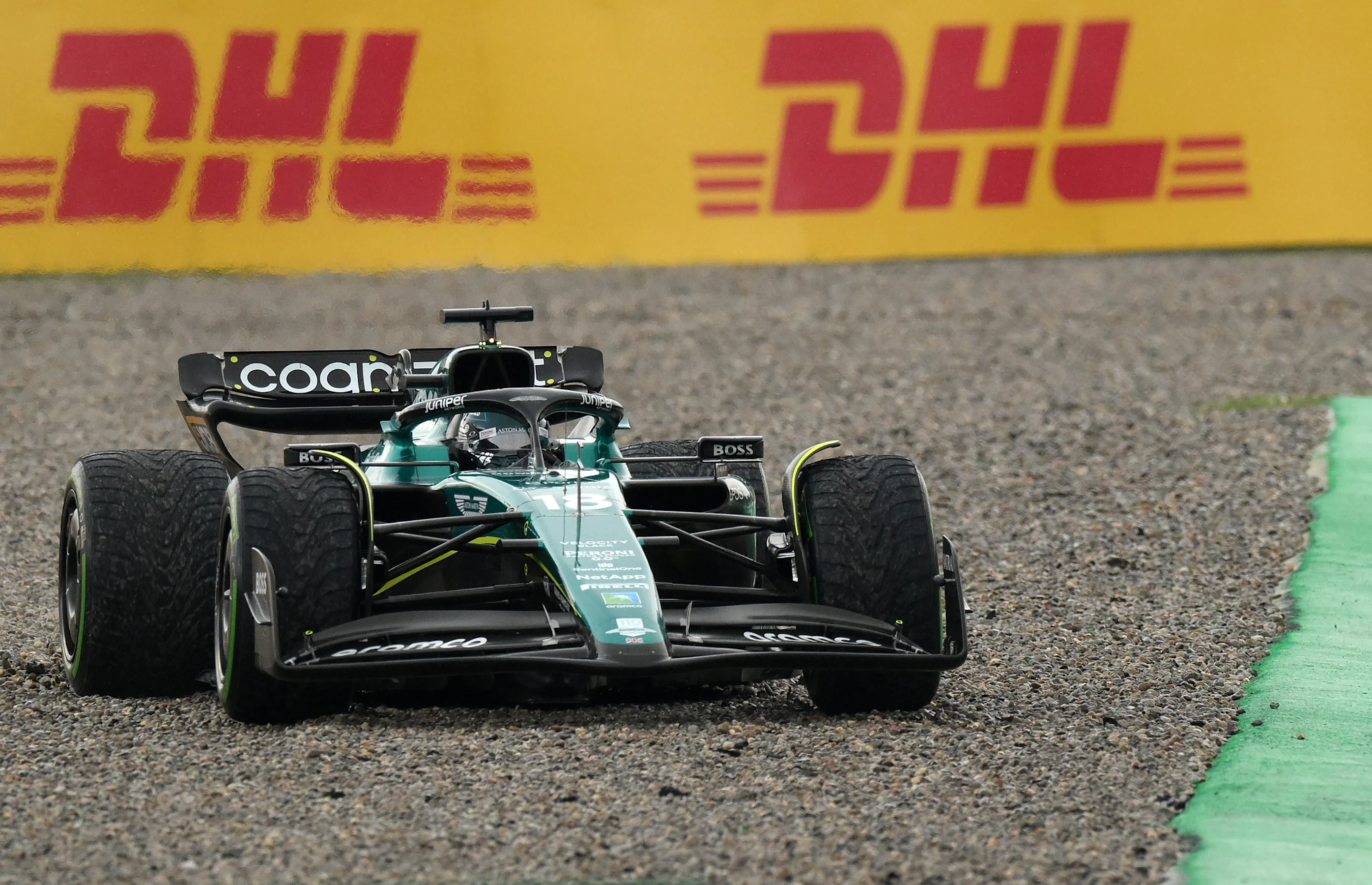 BARCELONA, SPAIN - JUNE 03: Lance Stroll of Canada driving the (18) Aston Martin AMR23 Mercedes