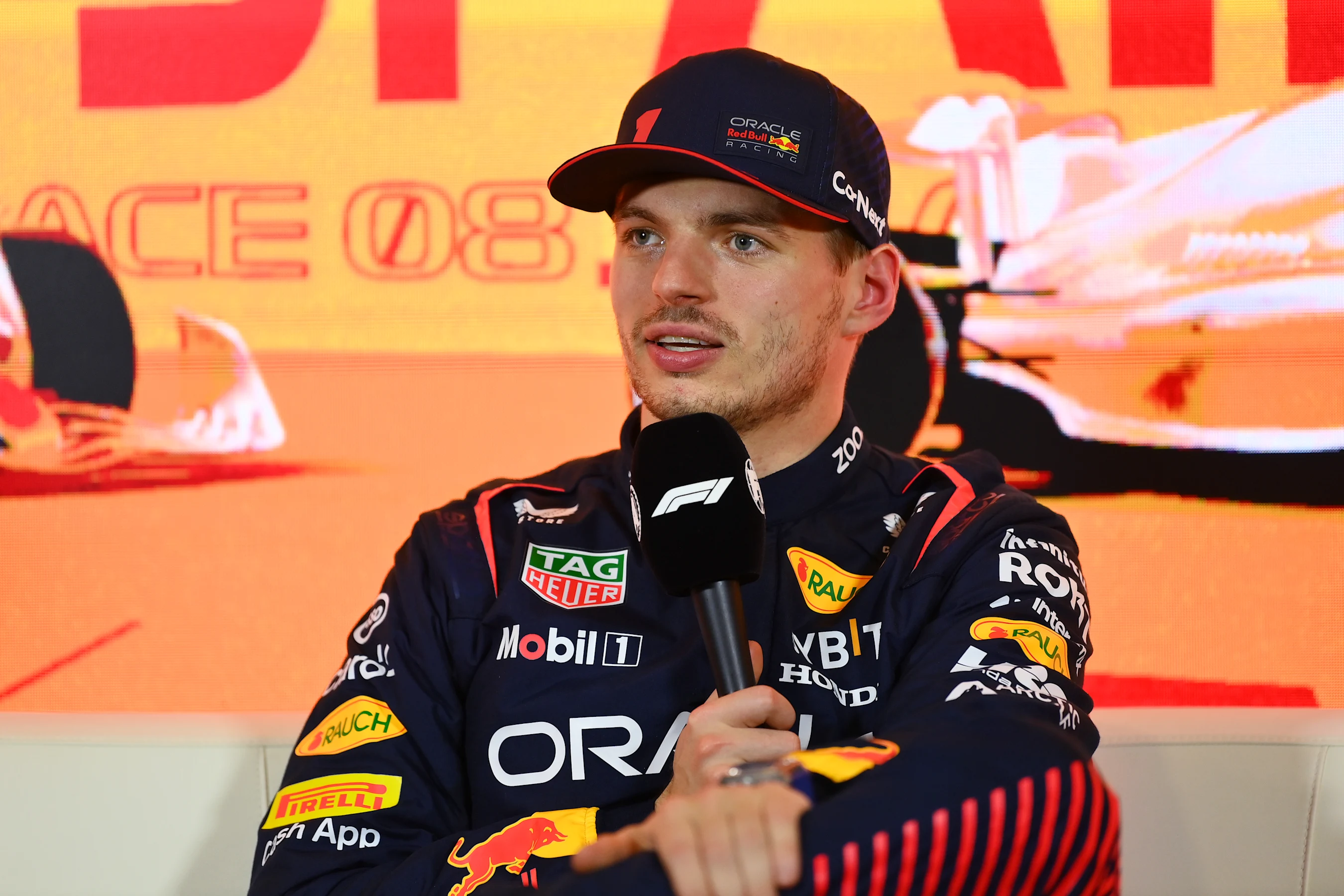 BARCELONA, SPAIN - JUNE 03: Pole position qualifier Max Verstappen of the Netherlands and Oracle