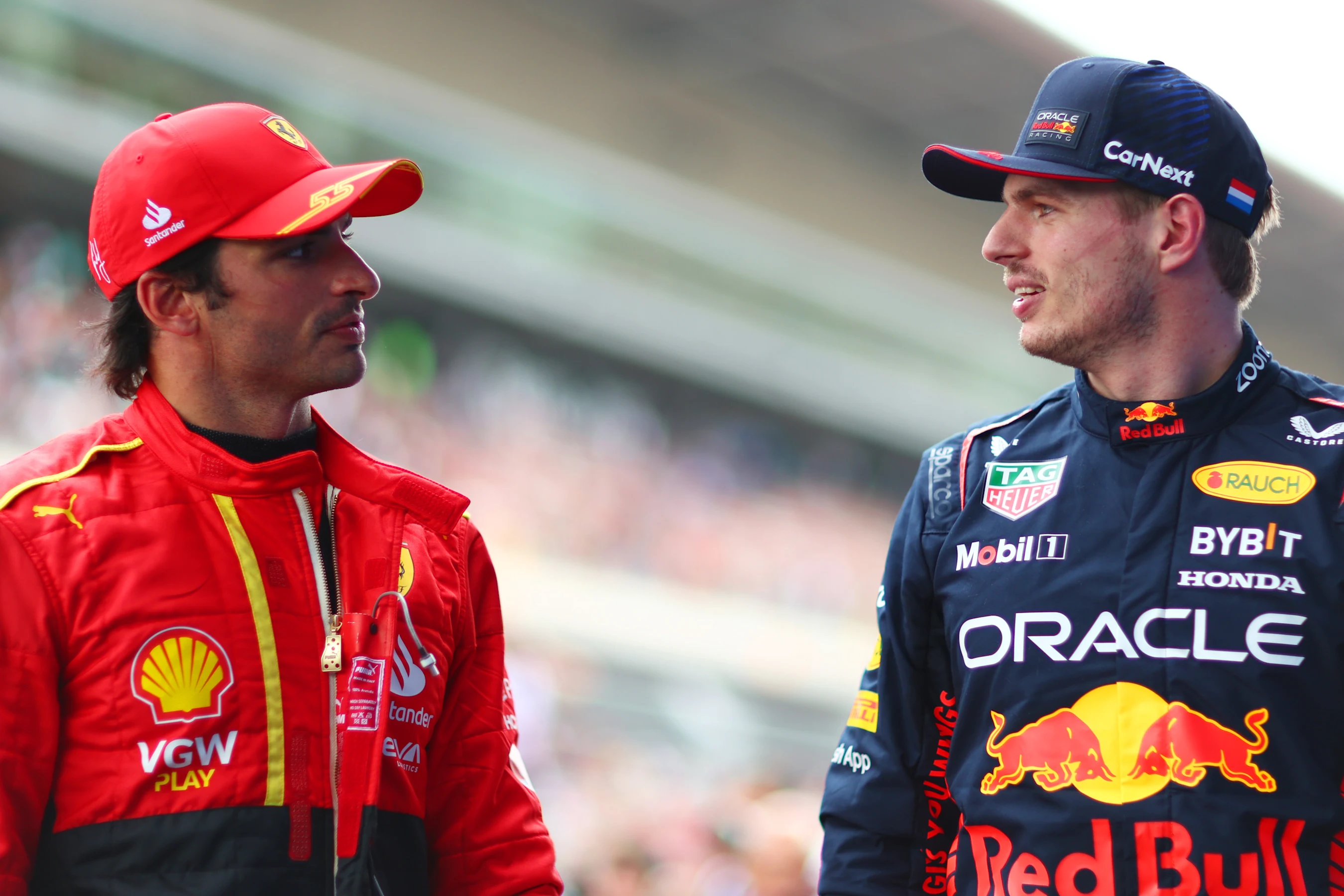 BARCELONA, SPAIN - JUNE 03: Pole position qualifier Max Verstappen of the Netherlands and Oracle