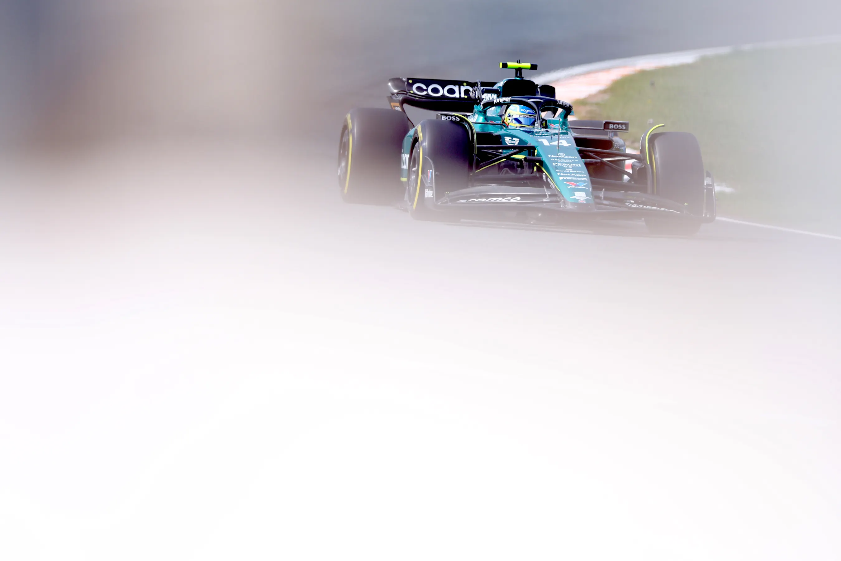 ZANDVOORT, NETHERLANDS - AUGUST 25: Fernando Alonso of Spain driving the (14) Aston Martin AMR23
