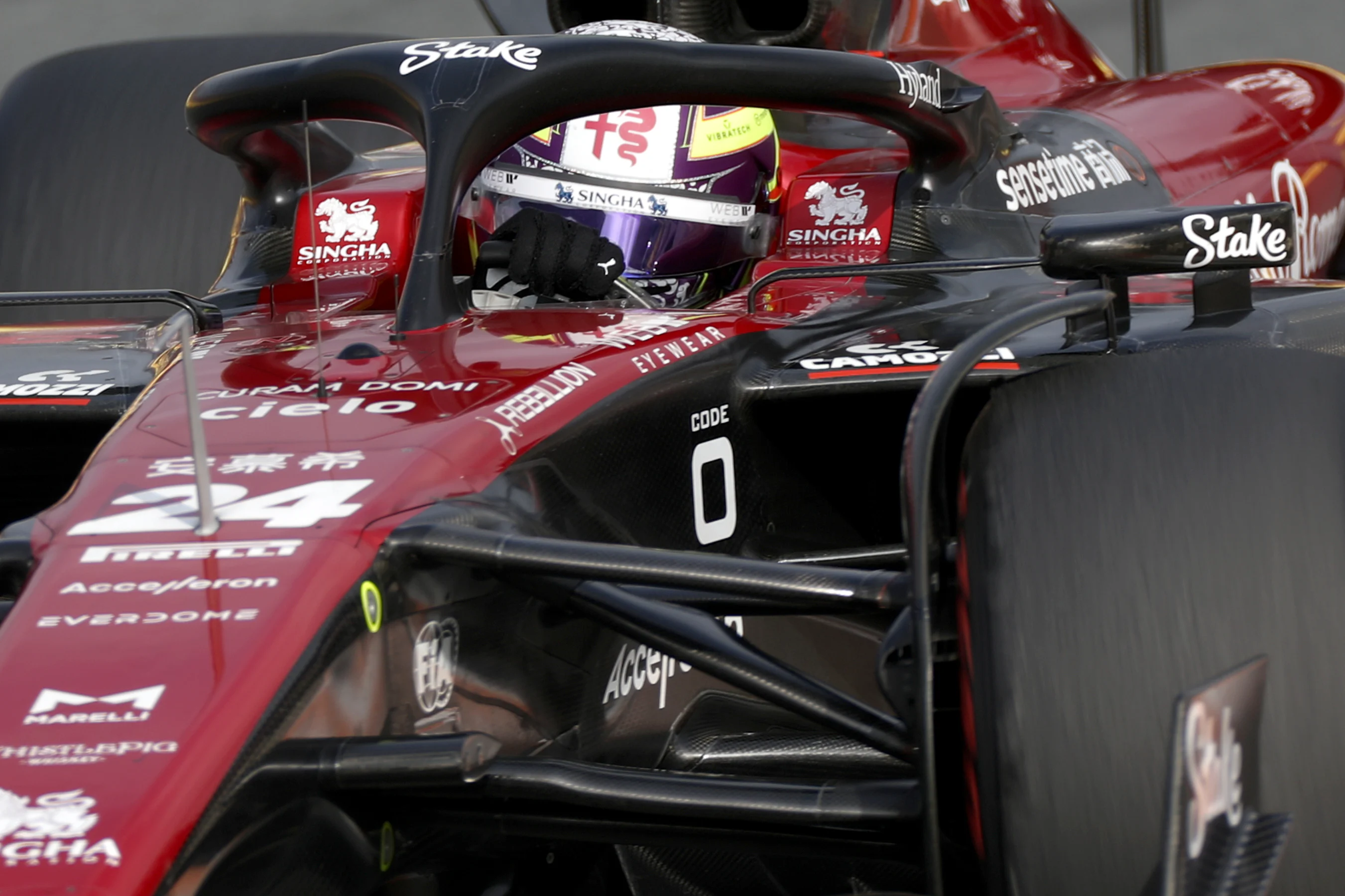 ZANDVOORT, NETHERLANDS - AUGUST 25: Zhou Guanyu of China driving the (24) Alfa Romeo F1 C43 Ferrari