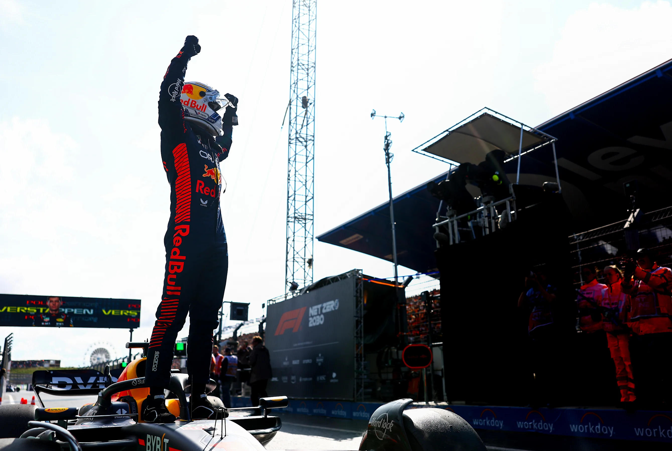 ZANDVOORT, NETHERLANDS - AUGUST 26: Pole position qualifier Max Verstappen of the Netherlands and